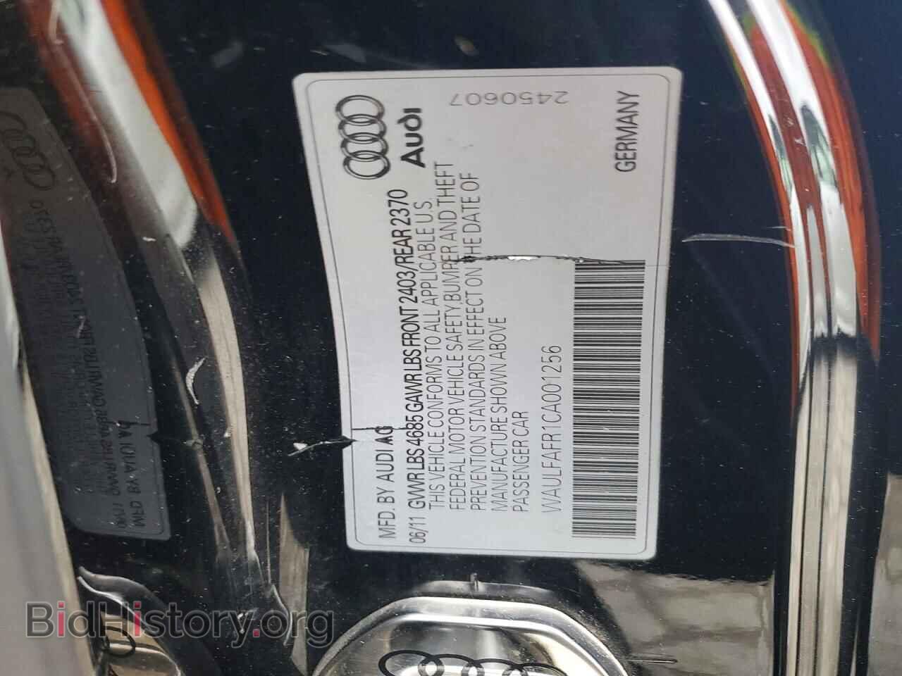 2012 AUDI A5 - VIN: WAULFAFR1CA001256 - Фото 12