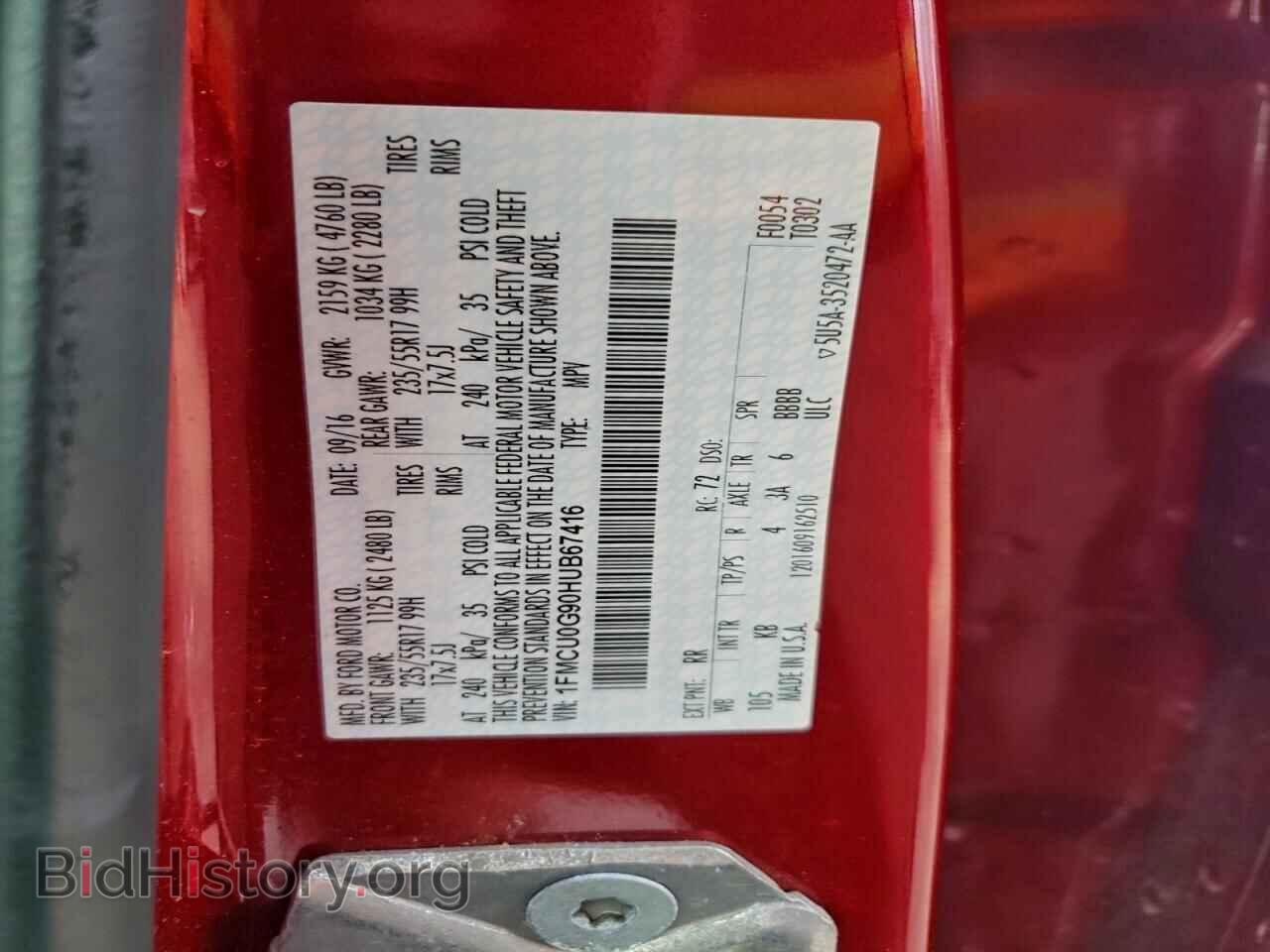2017 FORD ESCAPE - VIN: 1FMCU0G90HUB67416 - Фото 13