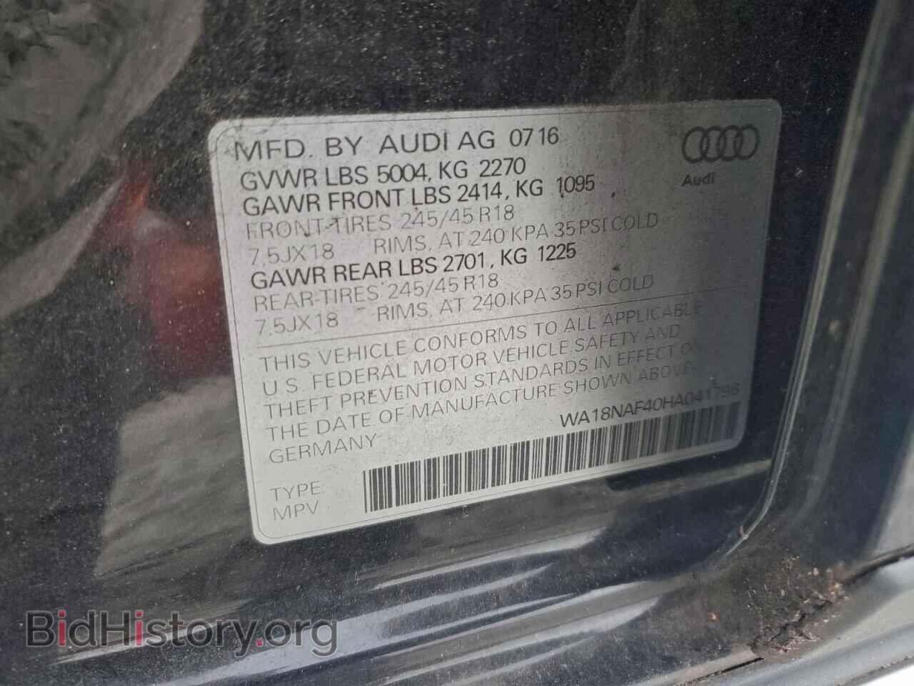 2017 AUDI A4 - VIN: WA18NAF40HA041796 - Photo 13