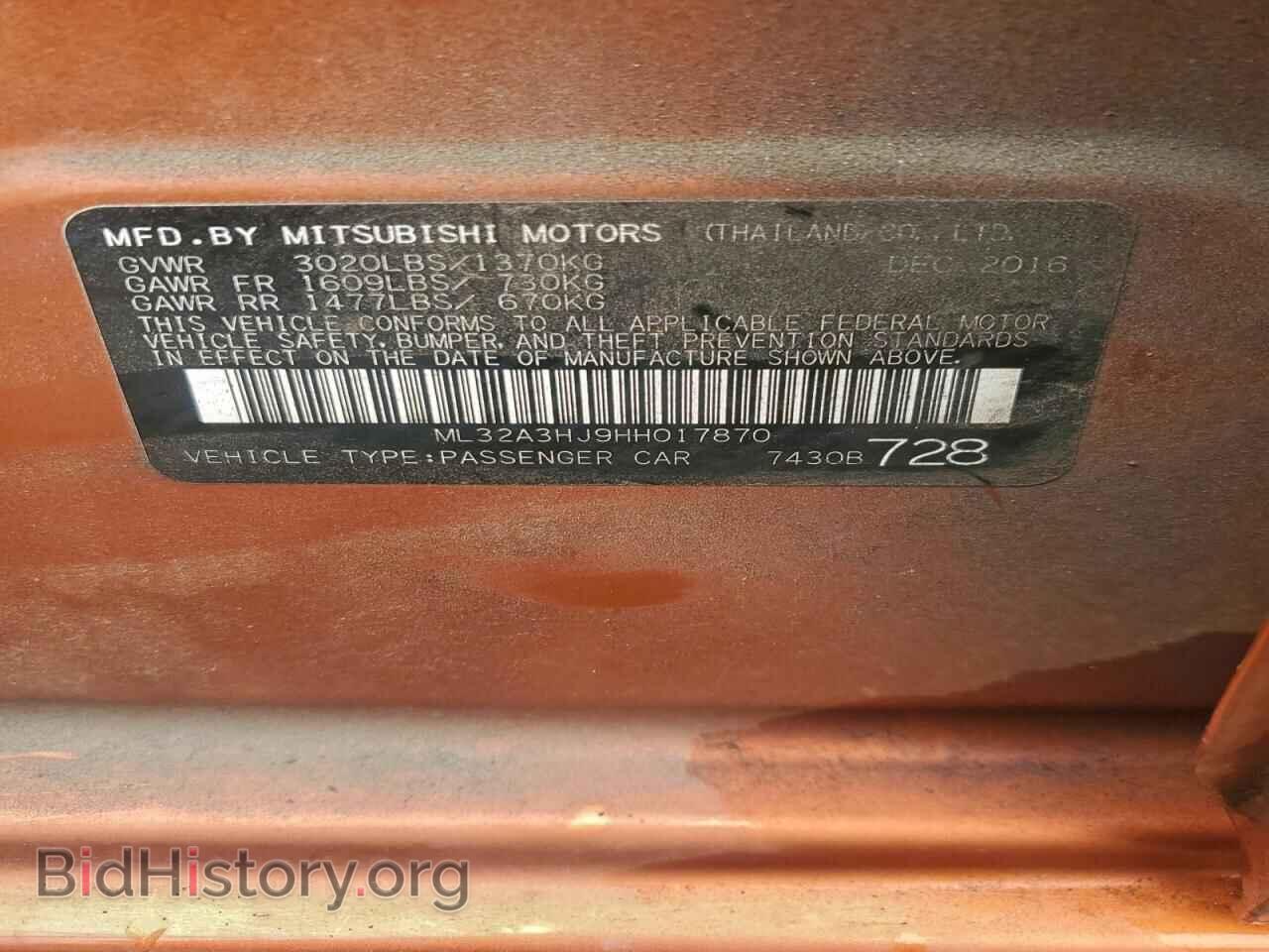 2017 MITSUBISHI MIRAGE - VIN: ML32A3HJ9HH017870 - Фото 12