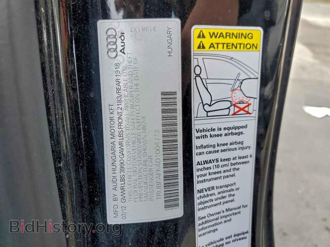 2013 AUDI TT - VIN: TRUBFAFK4D1004712 - Фото 12