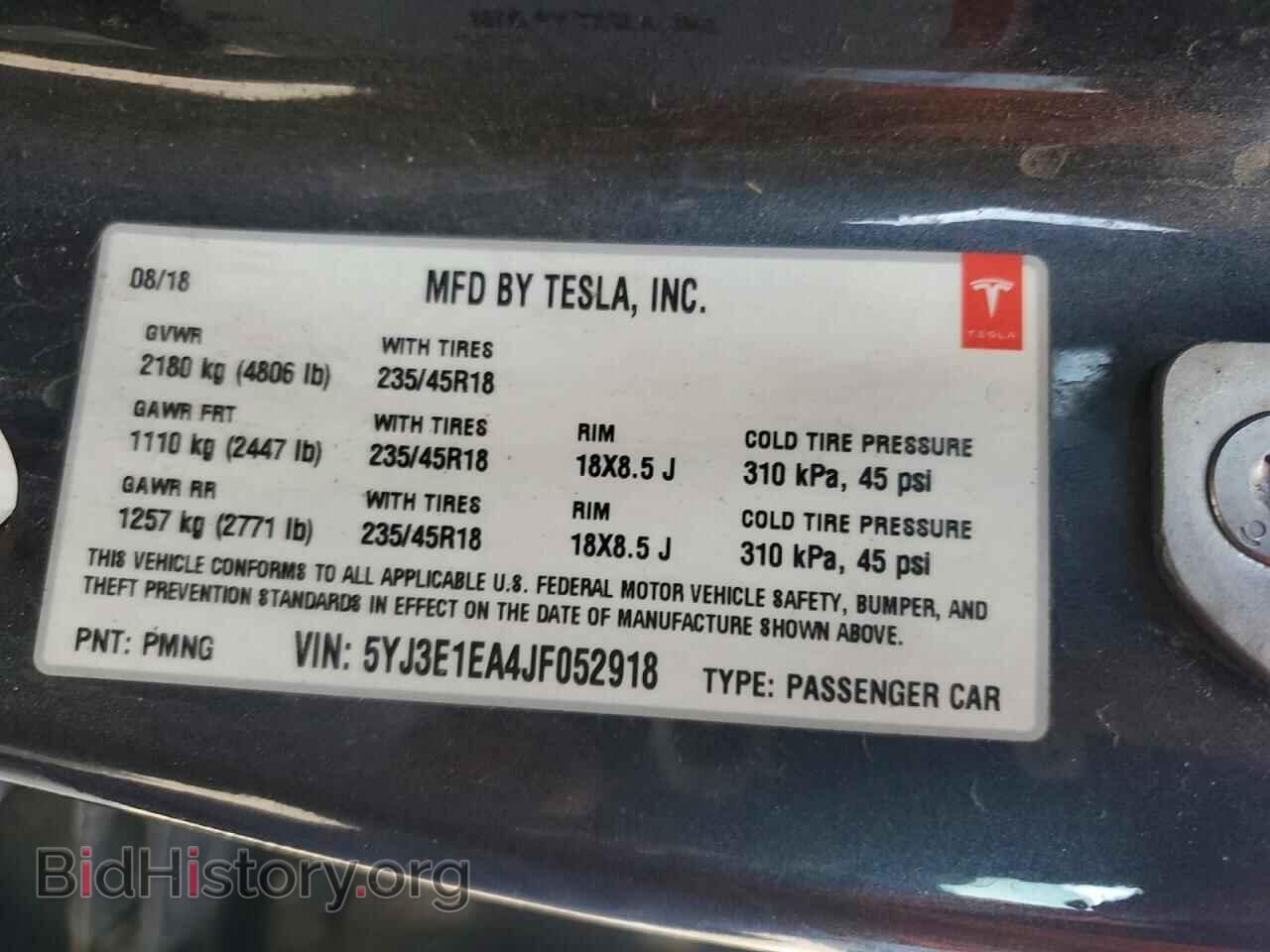 2018 TESLA MODEL 3 - VIN: 5YJ3E1EA4JF052918 - Photo 12