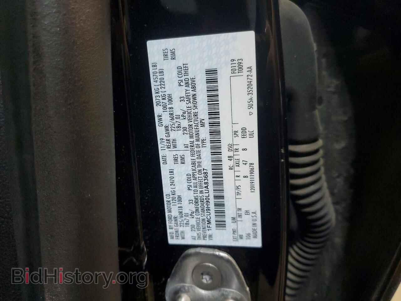 2020 FORD ESCAPE - VIN: 1FMCU9H90LUA83687 - Фото 13