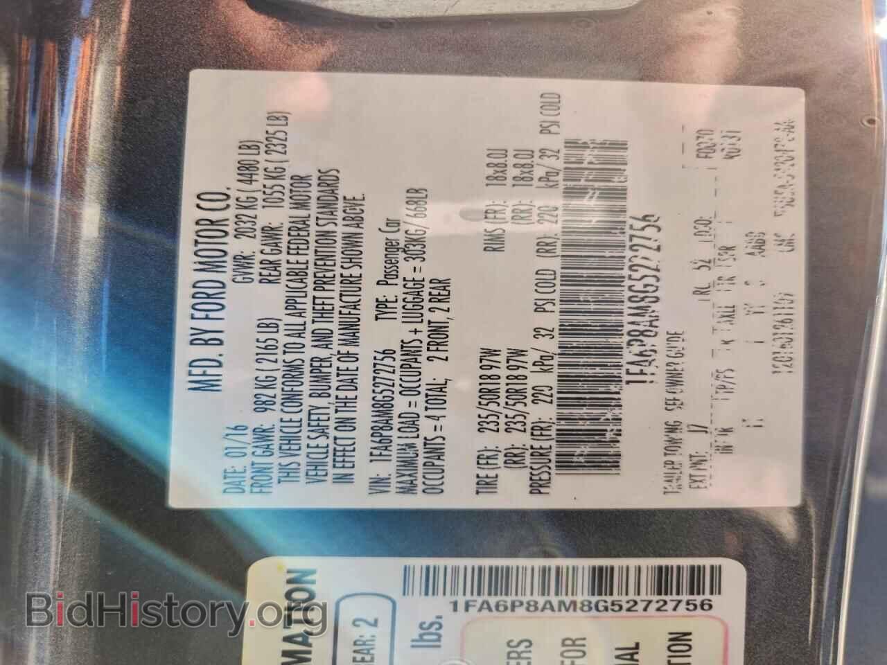 2016 FORD ALL Models - VIN: 1FA6P8AM8G5272756 - Фото 12