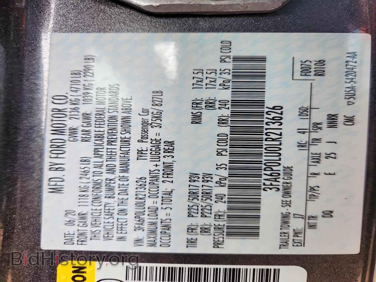 2020 FORD ALL Models - VIN: 3FA6P0LU0LR213626 - Photo 12