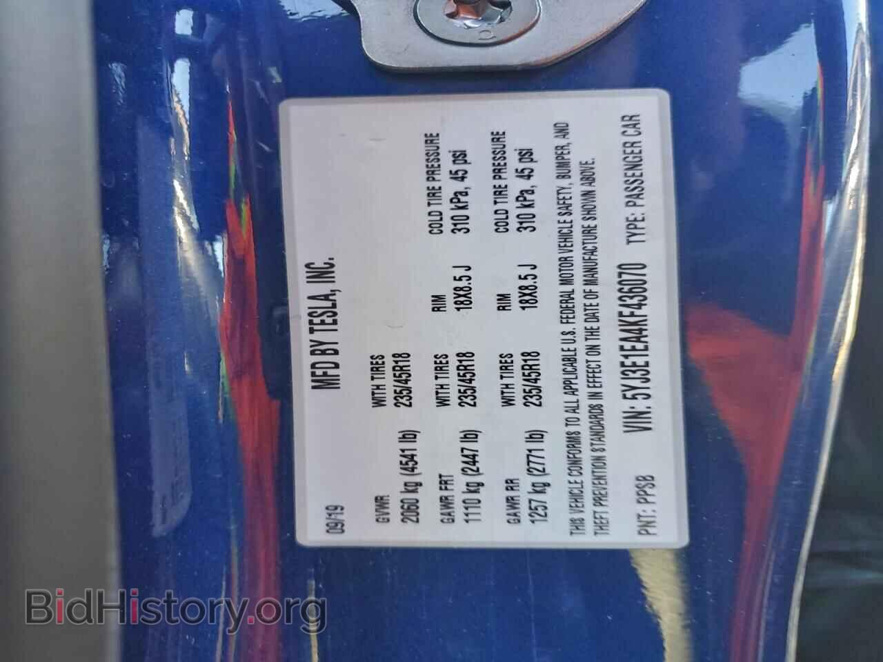 2019 TESLA MODEL 3 - VIN: 5YJ3E1EA4KF436070 - Photo 12