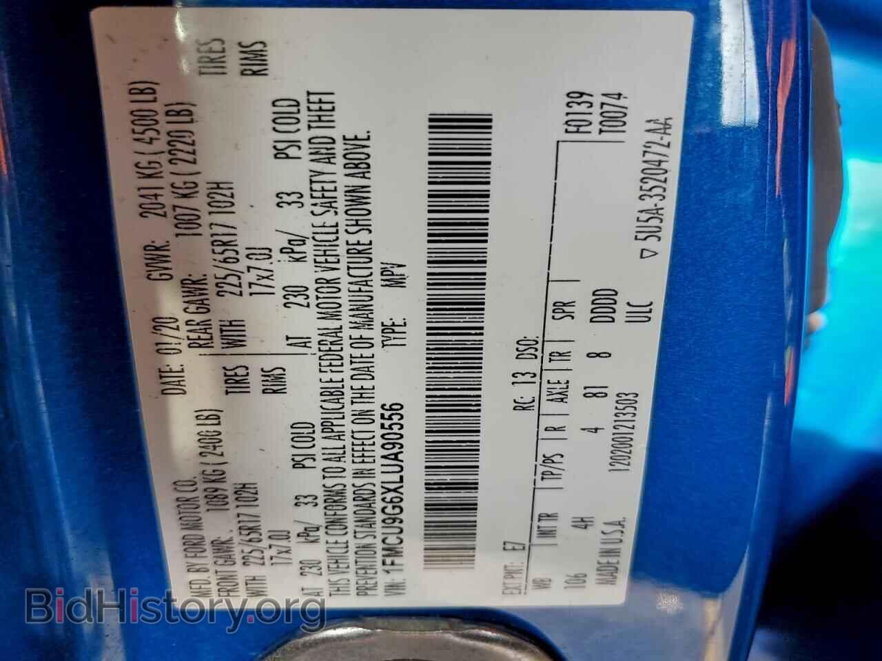 2020 FORD ESCAPE - VIN: 1FMCU9G6XLUA90556 - Фото 13
