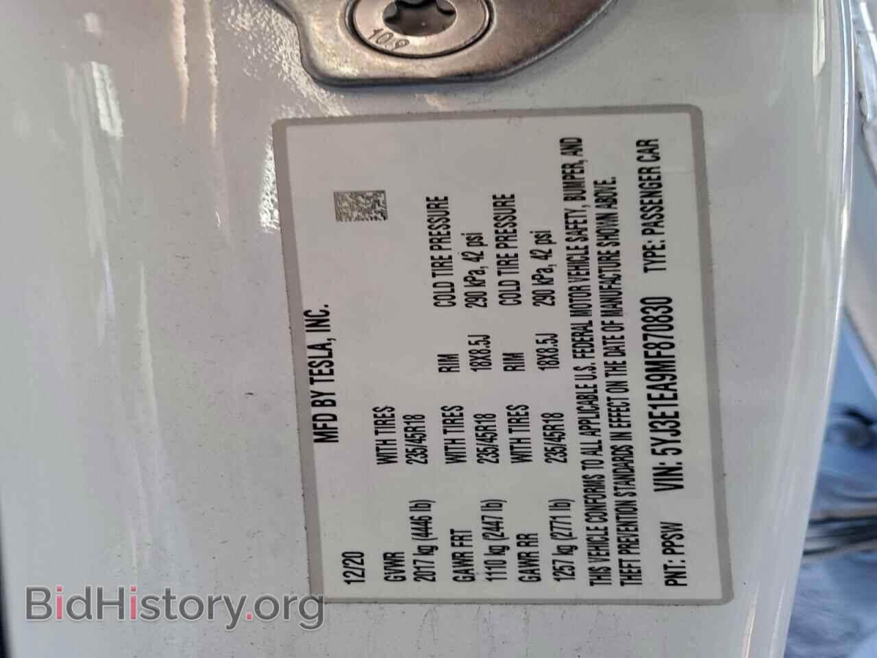 2021 TESLA MODEL 3 - VIN: 5YJ3E1EA9MF870830 - Photo 12