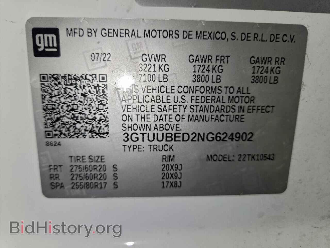 2022 GMC SIERRA - VIN: 3GTUUBED2NG624902 - Фото 12