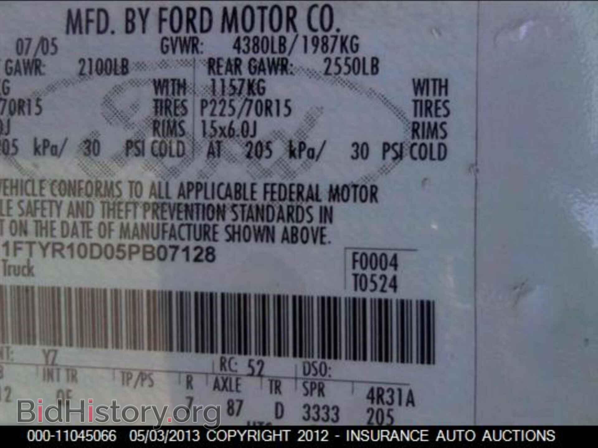 2005 FORD RANGER - VIN: 1FTYR10D05PB07128 - Photo 9