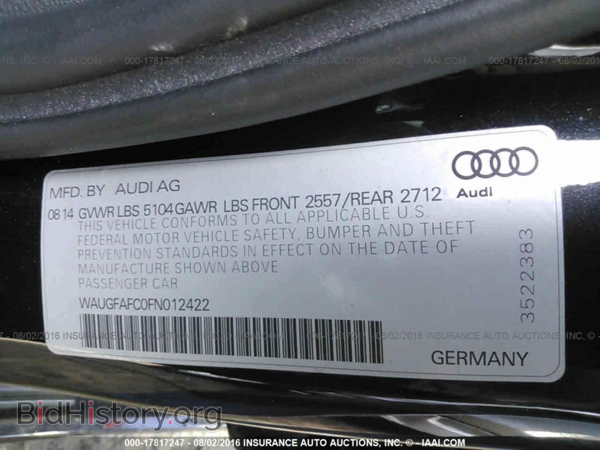 2015 Audi A6 - VIN: WAUGFAFC0FN012422 - Фото 9