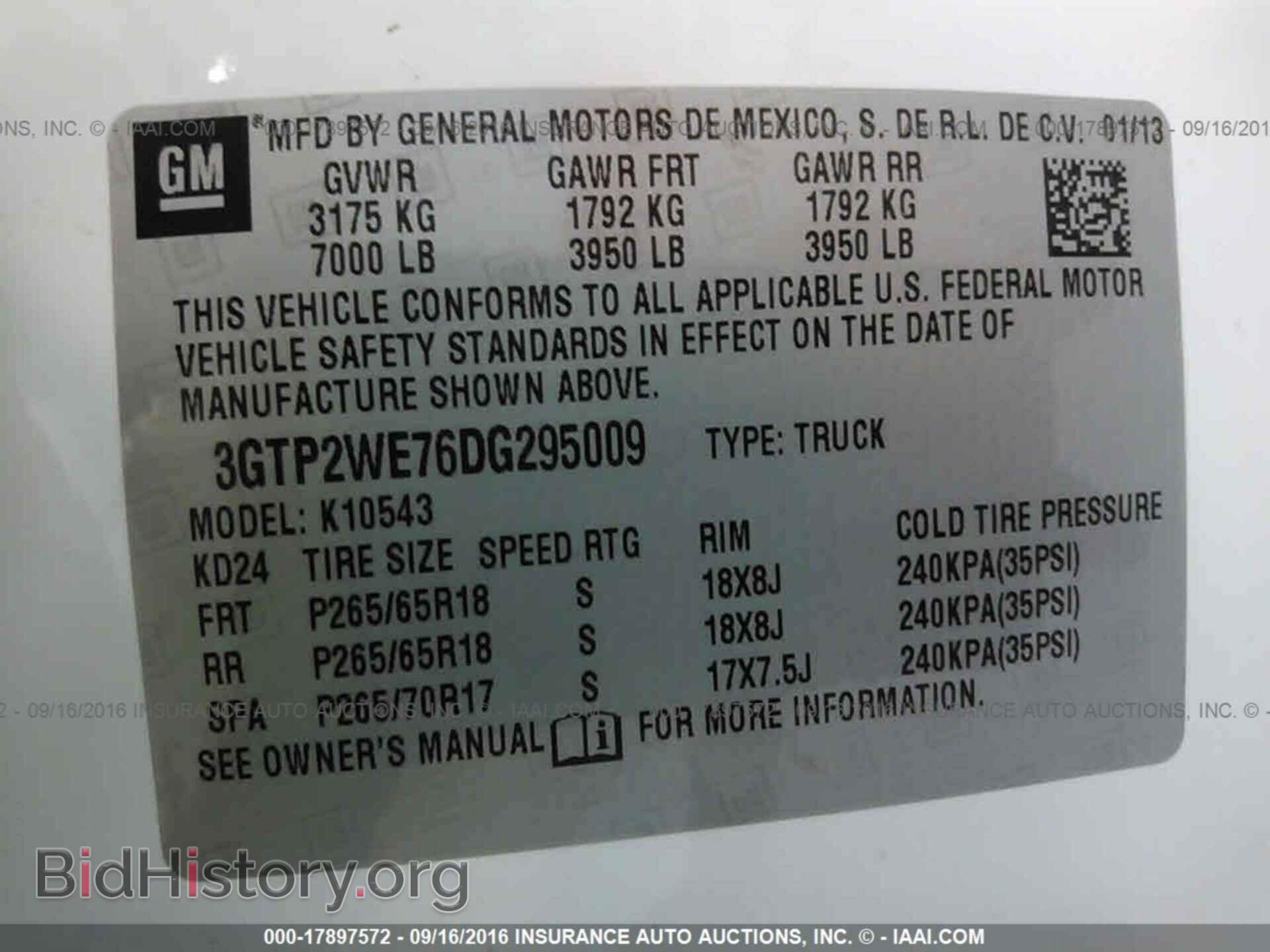 2013 GMC SIERRA 1500 - VIN: 3GTP2WE76DG295009 - Фото 9