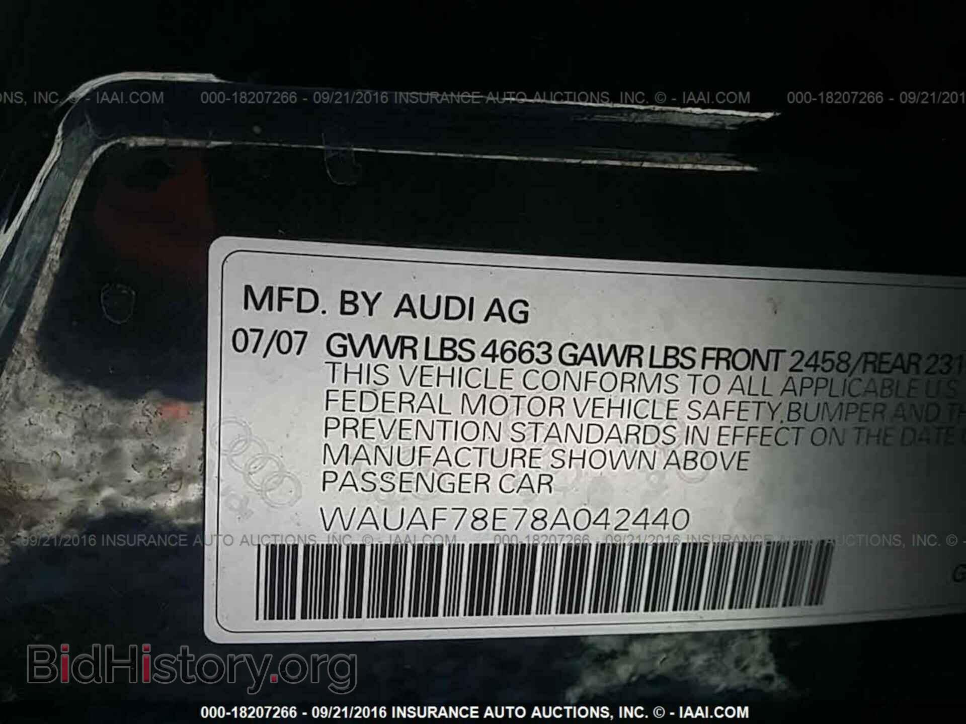 2008 AUDI A4 - VIN: WAUAF78E78A042440 - Фото 9