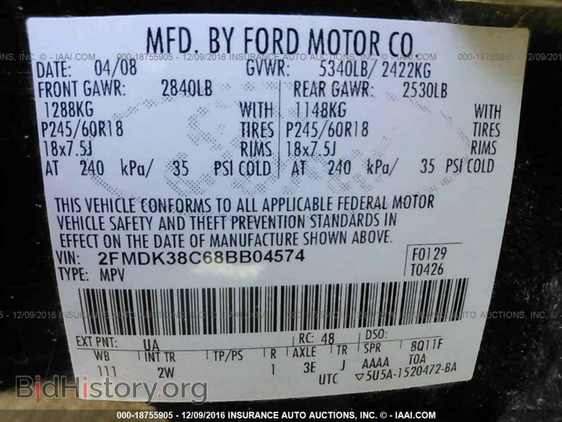 2008 FORD EDGE - VIN: 2FMDK38C68BB04574 - Photo 9