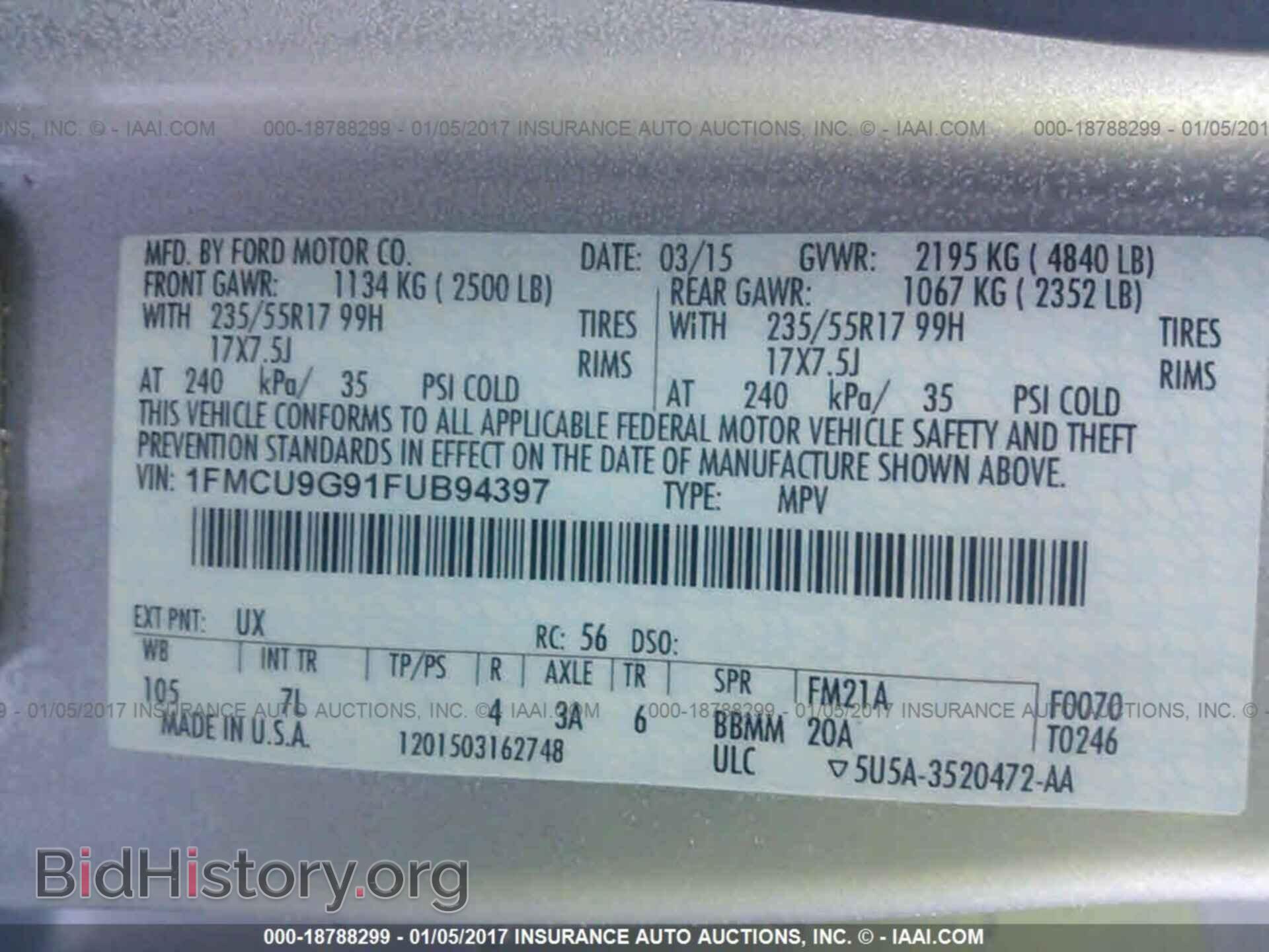 2015 Ford Escape - VIN: 1FMCU9G91FUB94397 - Photo 9