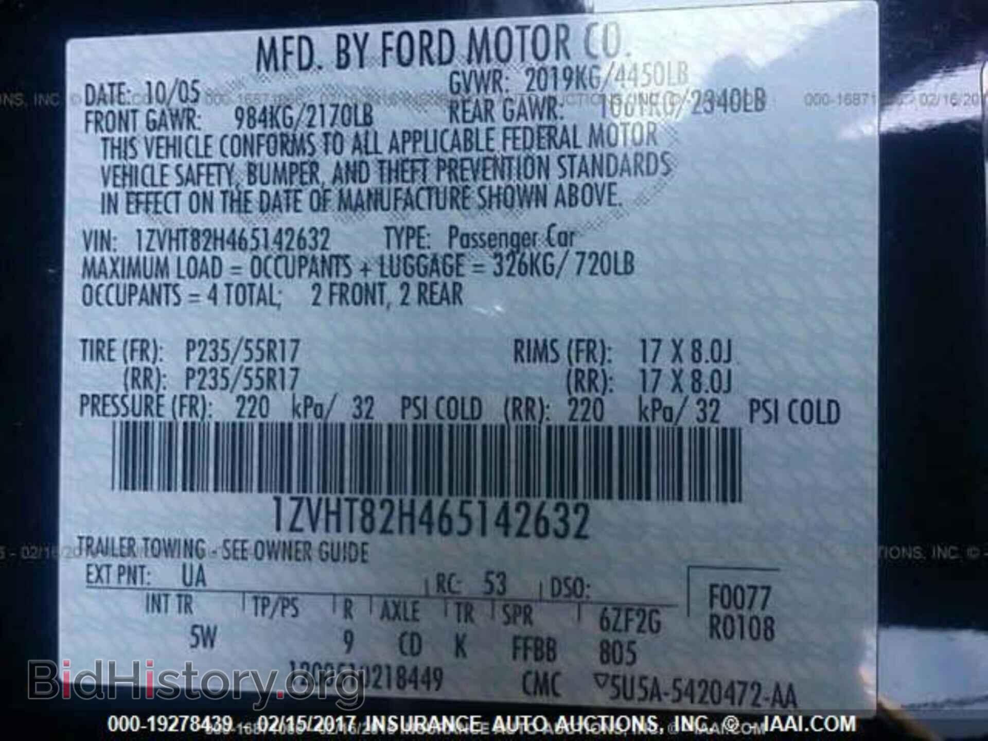 2006 FORD MUSTANG - VIN: 1ZVHT82H465142632 - Фото 9