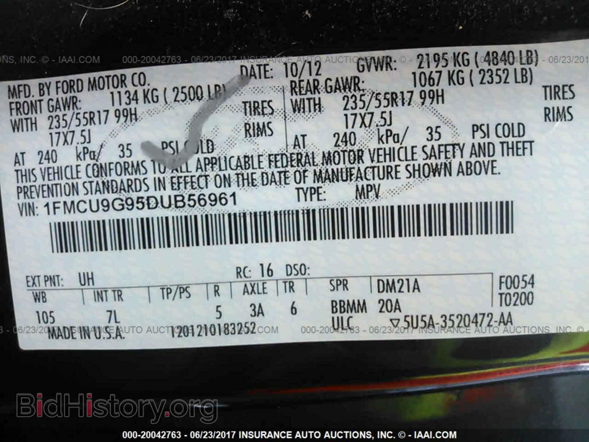 2013 Ford Escape - VIN: 1FMCU9G95DUB56961 - Фото 9