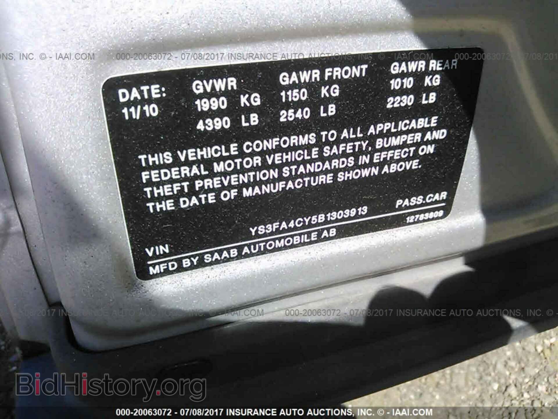 2011 Saab 9-3 - VIN: YS3FA4CY5B1303913 - Фото 9