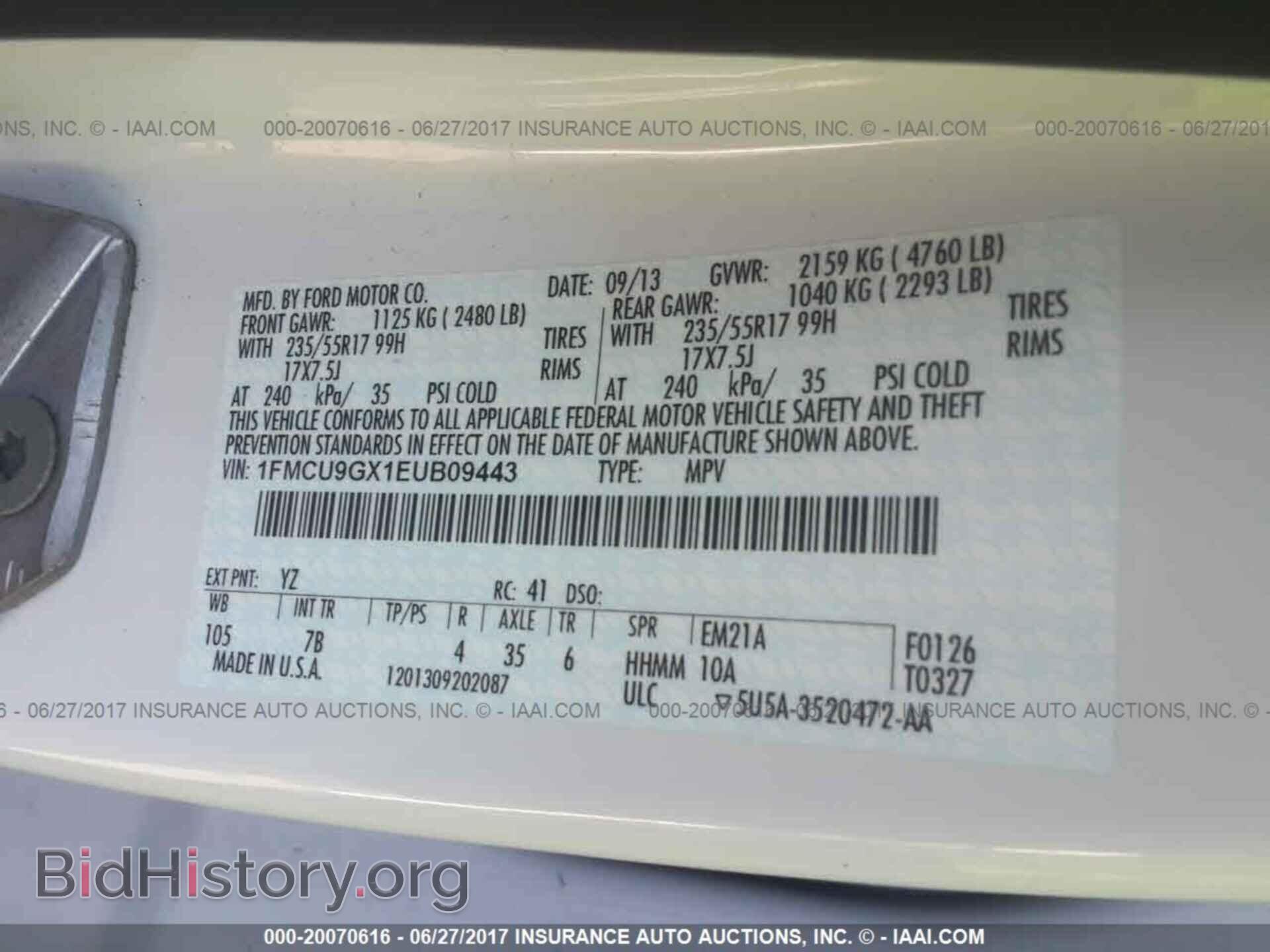 2014 Ford Escape - VIN: 1FMCU9GX1EUB09443 - Photo 9