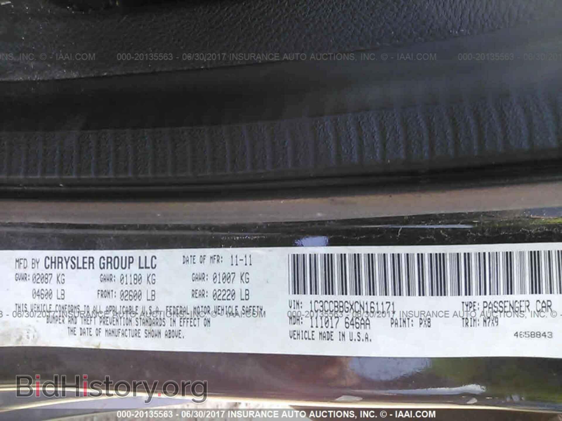 2012 Chrysler 200 - VIN: 1C3CCBBGXCN161171 - Фото 9
