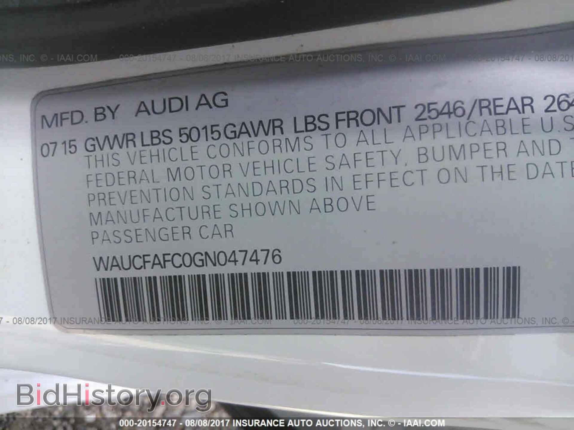 2016 Audi A6 - VIN: WAUCFAFC0GN047476 - Photo 9