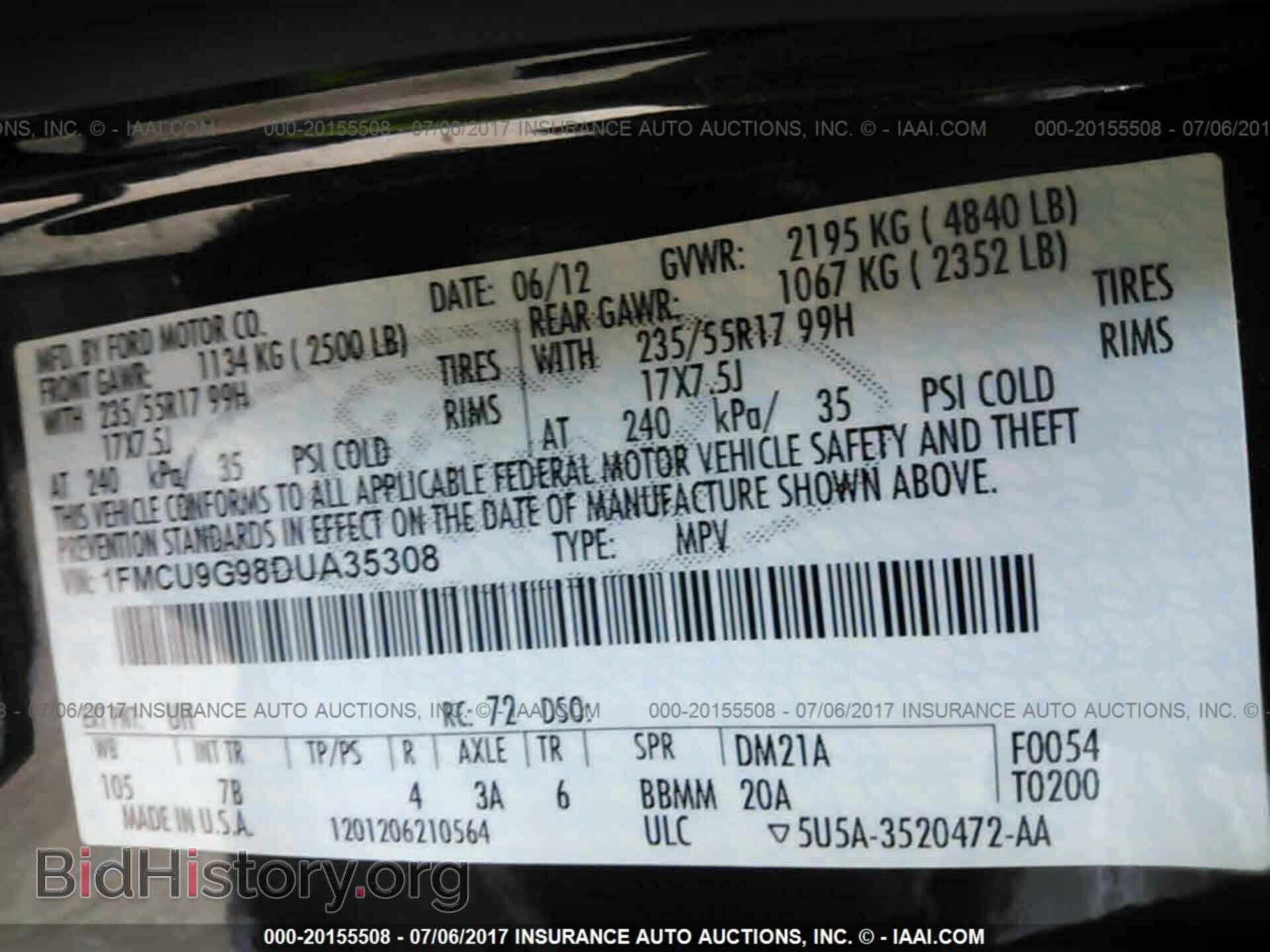 2013 Ford Escape - VIN: 1FMCU9G98DUA35308 - Фото 9