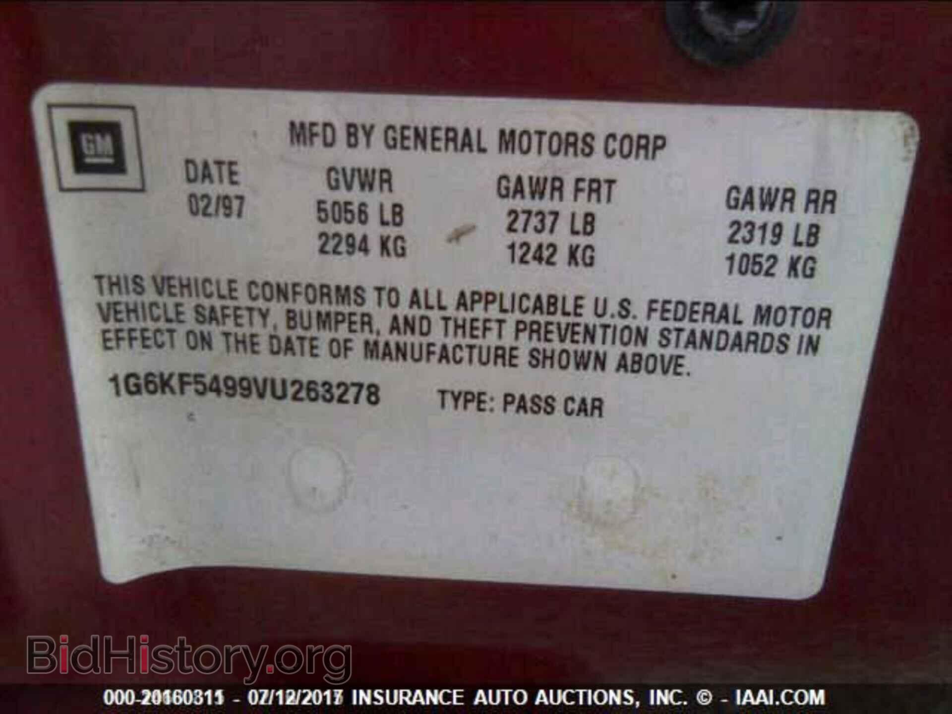 1997 CADILLAC DEVILLE - VIN: 1G6KF5499VU263278 - Photo 9