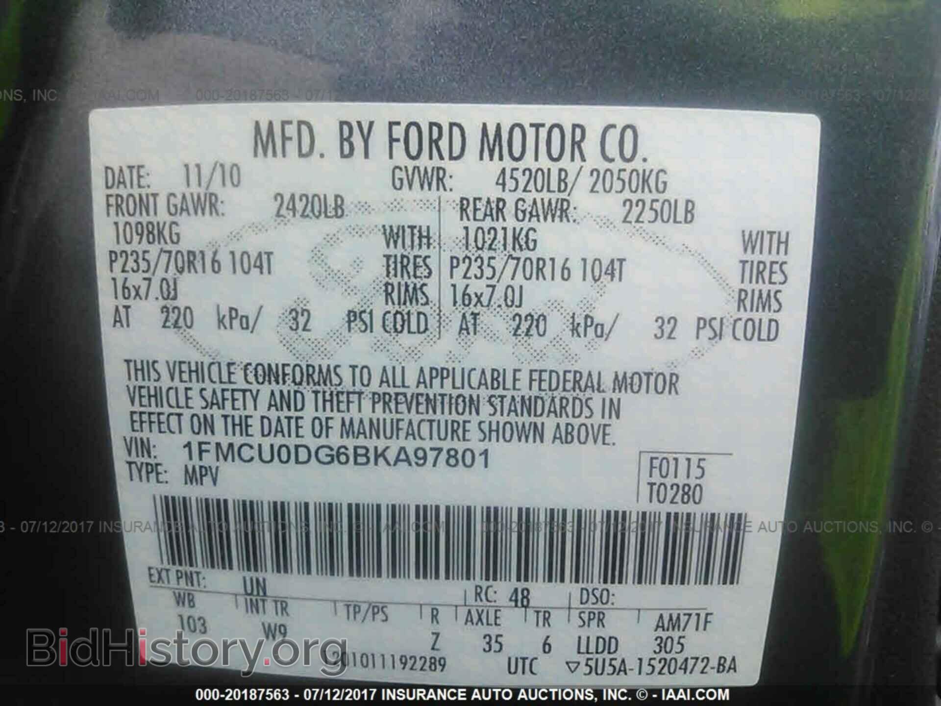 2011 Ford Escape - VIN: 1FMCU0DG6BKA97801 - Фото 9