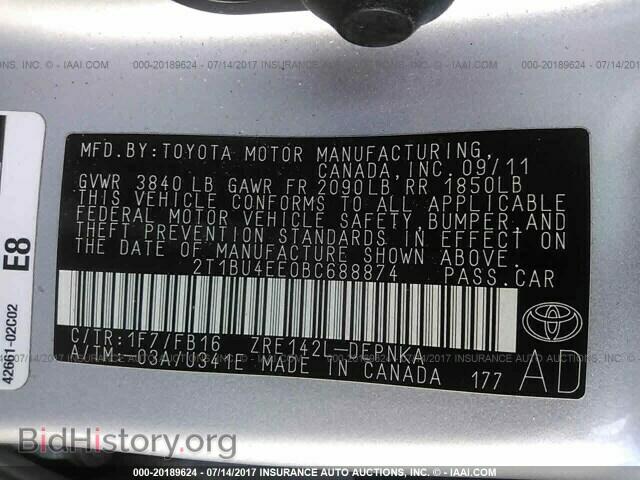 2011 Toyota Corolla - VIN: 2T1BU4EE0BC688874 - Фото 9