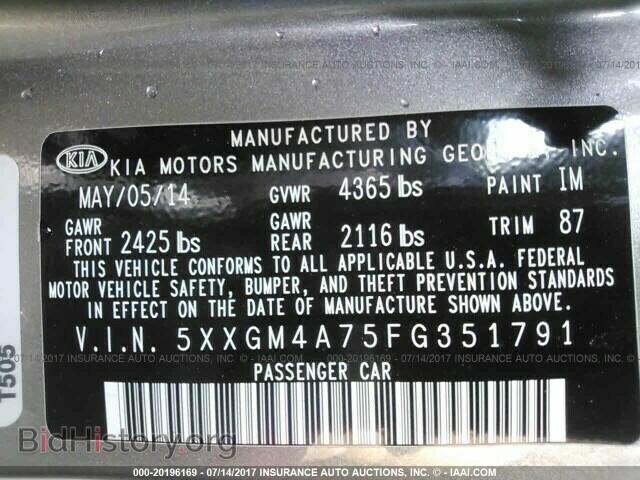 2015 Kia Optima - VIN: 5XXGM4A75FG351791 - Photo 9