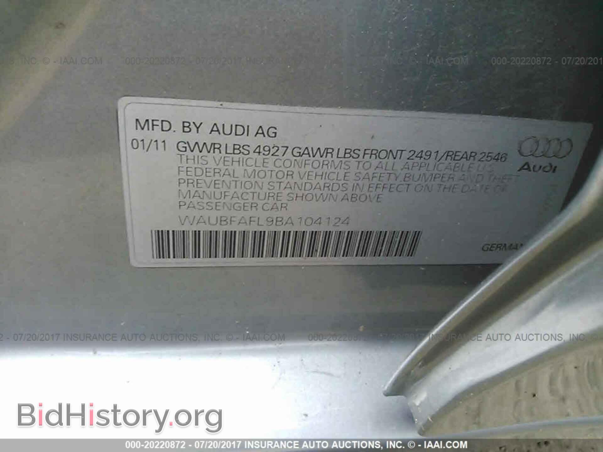 2011 Audi A4 - VIN: WAUBFAFL9BA104124 - Photo 9