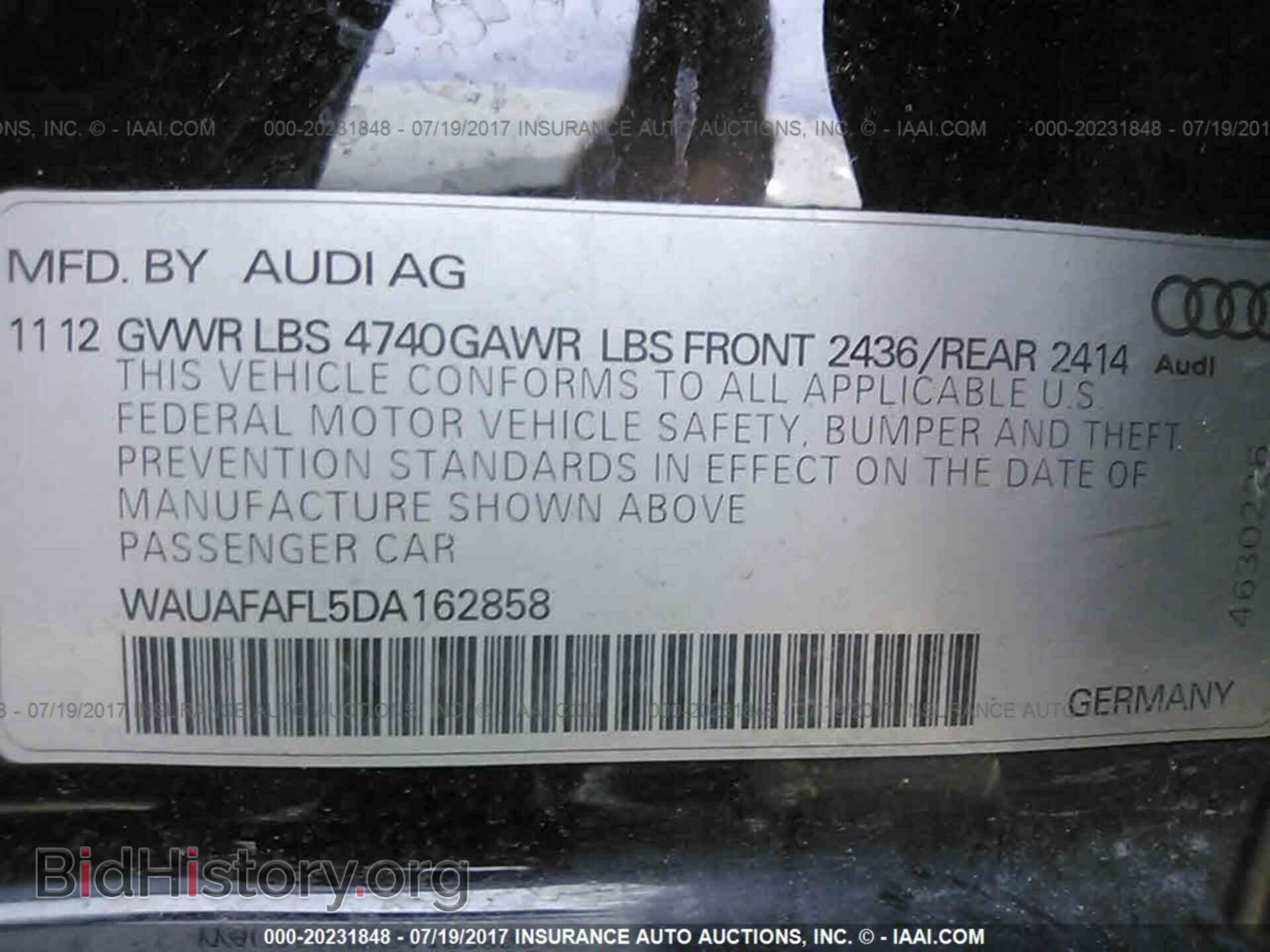 2013 Audi A4 - VIN: WAUAFAFL5DA162858 - Фото 9