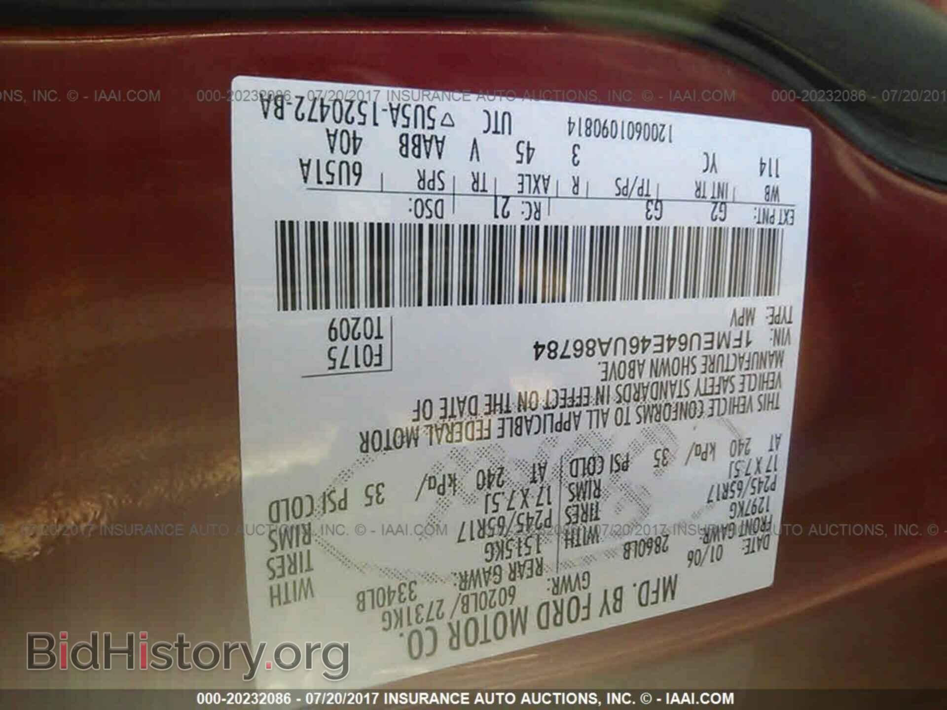 2006 FORD EXPLORER - VIN: 1FMEU64E46UA86784 - Фото 9