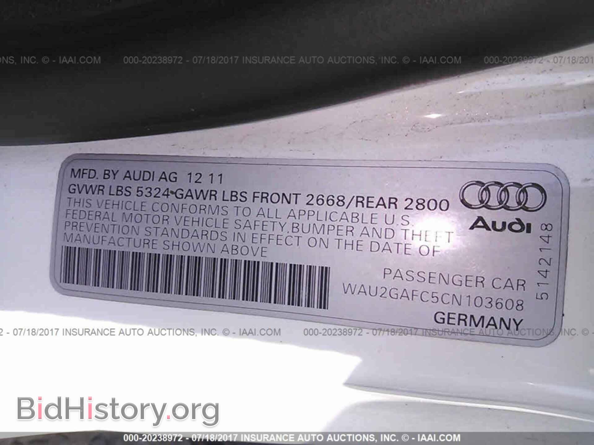 2012 Audi A7 - VIN: WAU2GAFC5CN103608 - Фото 9