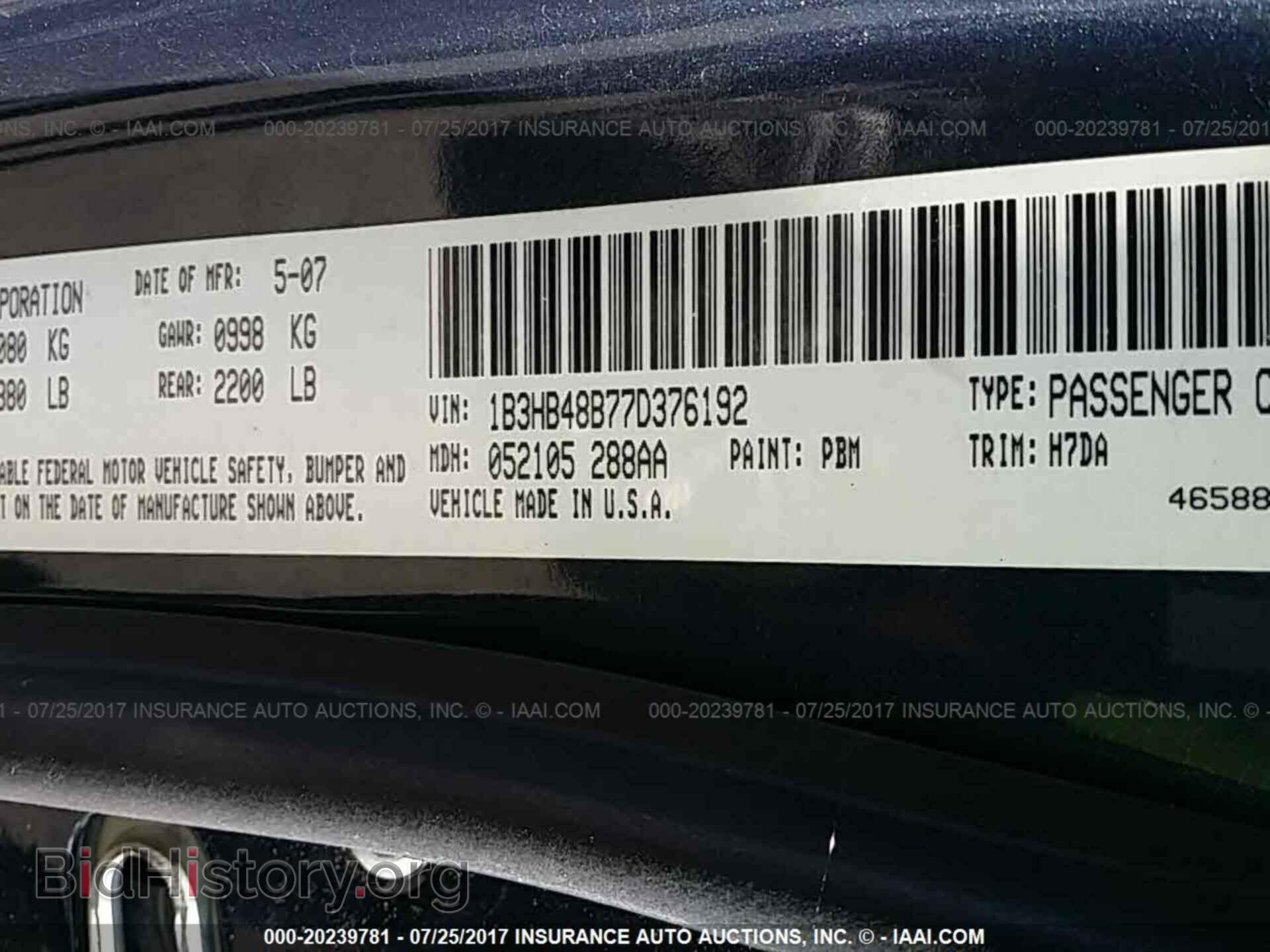 2007 DODGE CALIBER - VIN: 1B3HB48B77D376192 - Photo 9