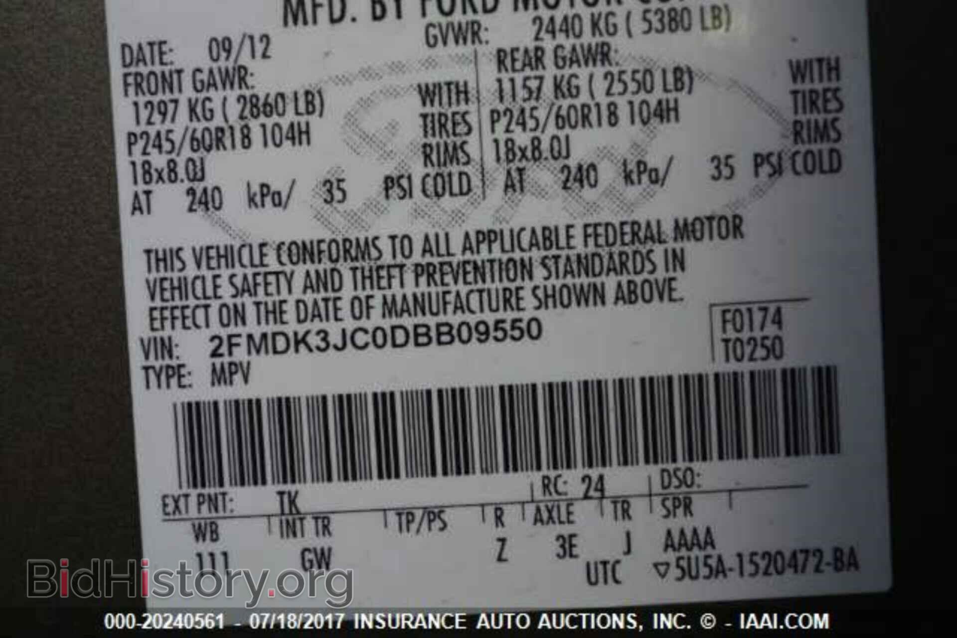 2013 Ford Edge - VIN: 2FMDK3JC0DBB09550 - Photo 9