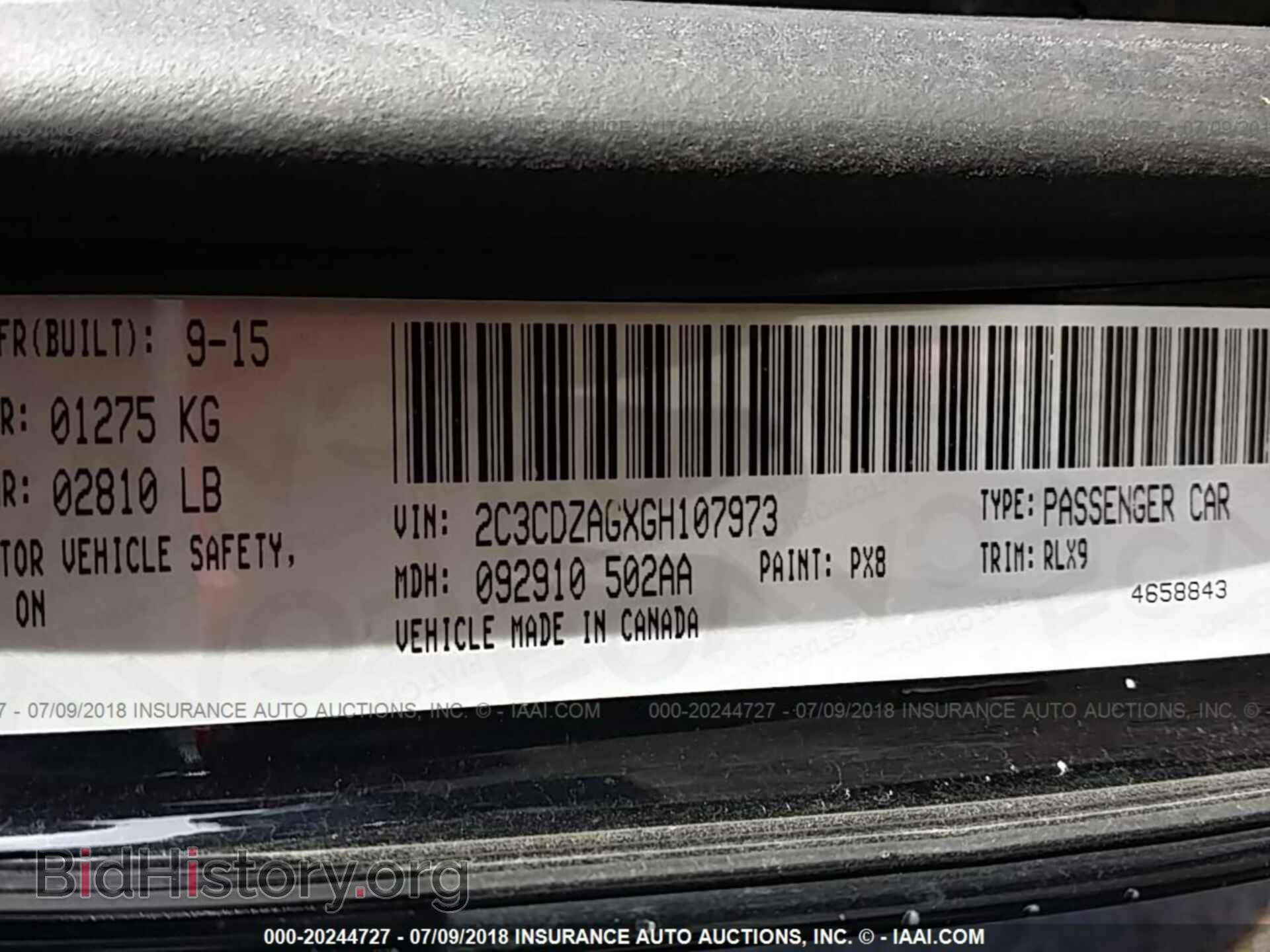 2016 DODGE CHALLENGER - VIN: 2C3CDZAGXGH107973 - Фото 9