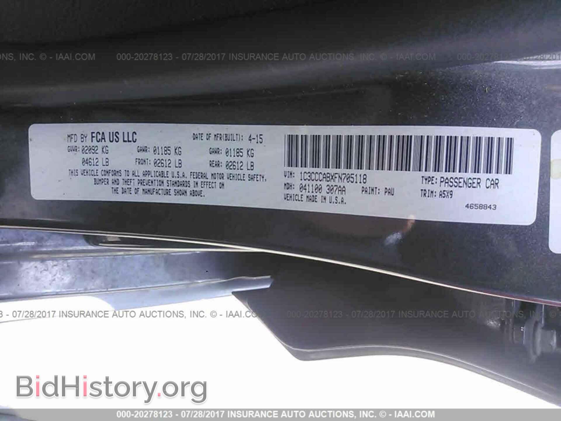2015 Chrysler 200 - VIN: 1C3CCCABXFN705118 - Photo 9