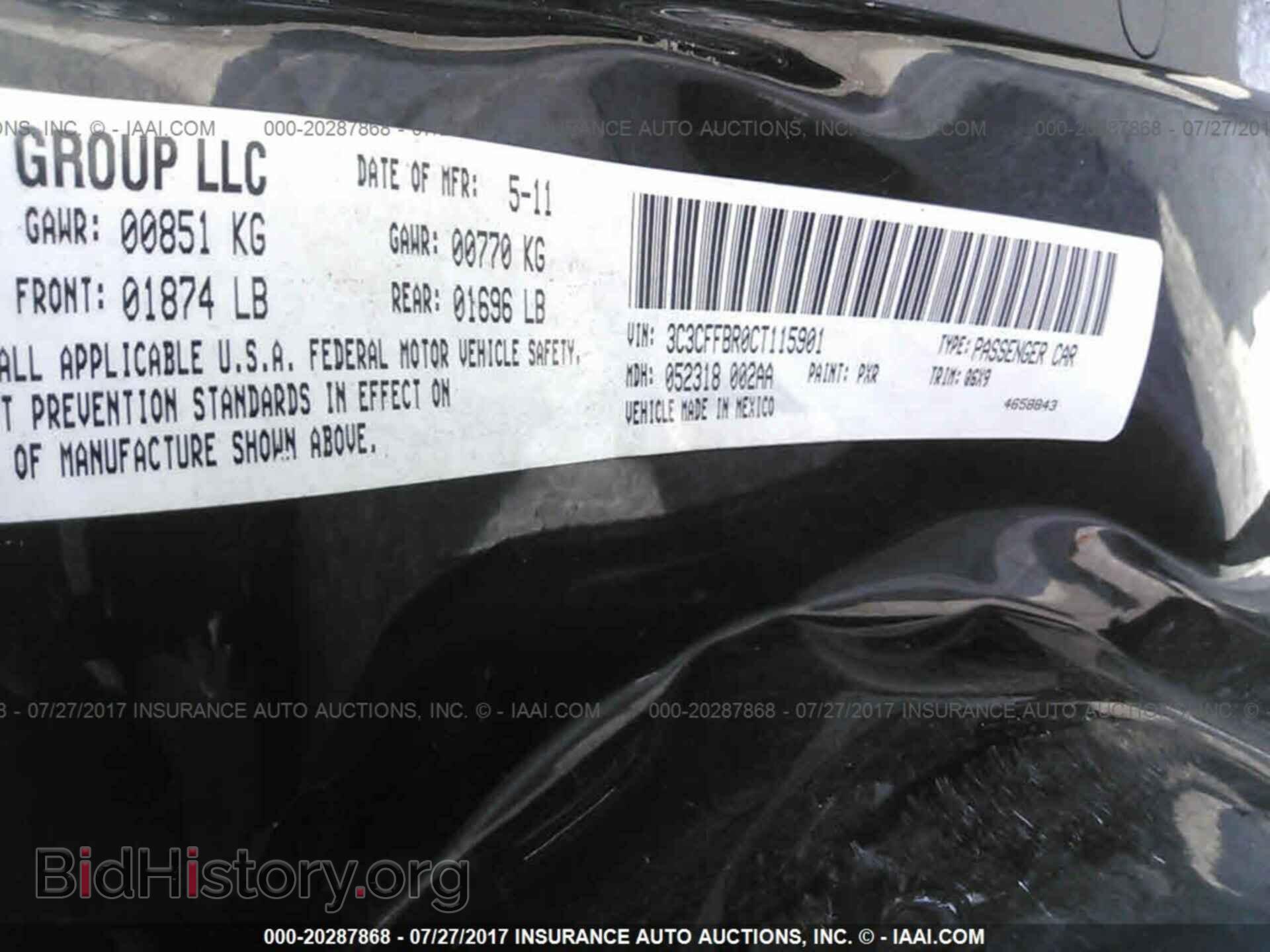 2012 Fiat 500 - VIN: 3C3CFFBR0CT115901 - Фото 9