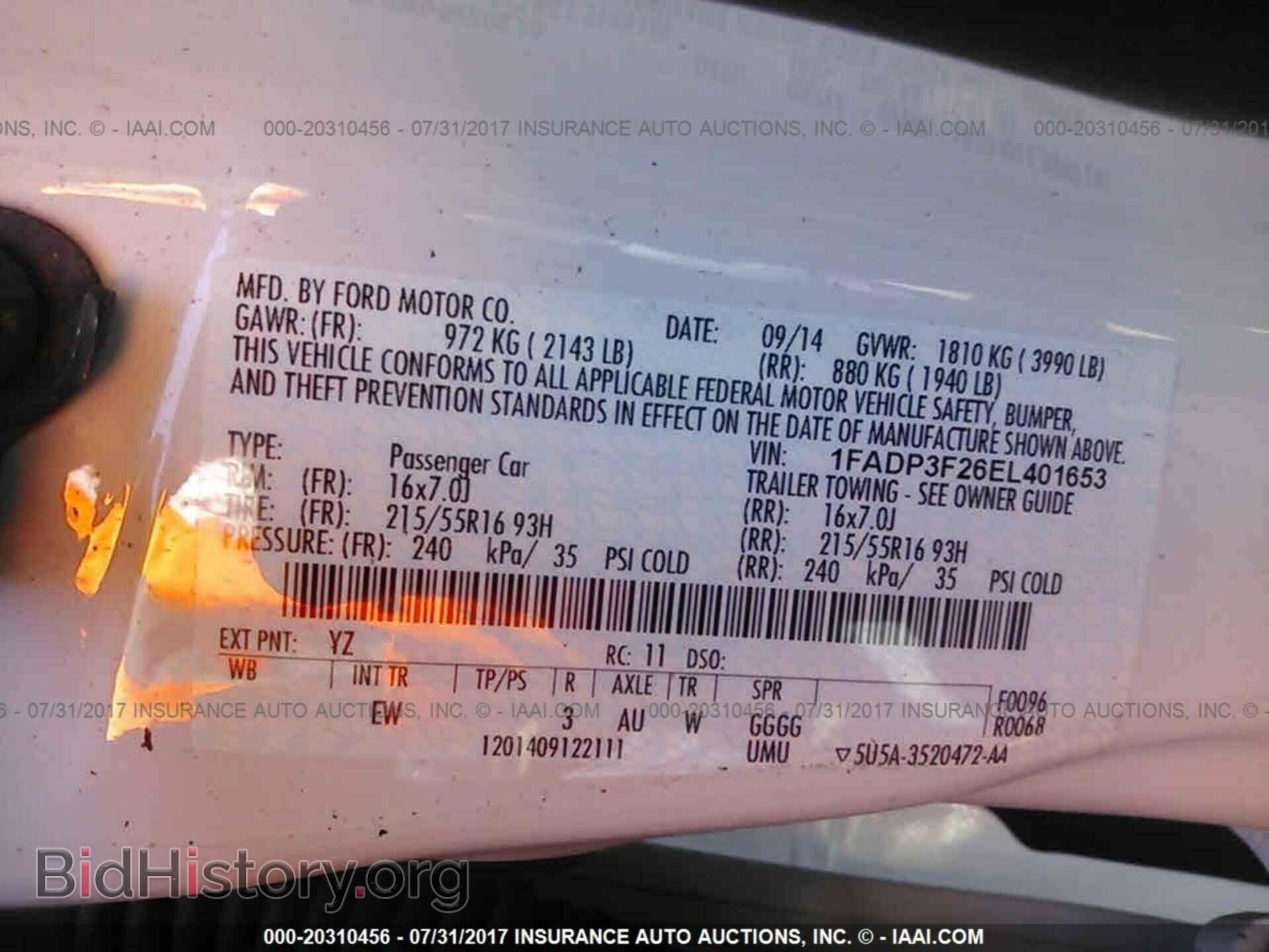 2014 FORD FOCUS - VIN: 1FADP3F26EL401653 - Фото 9