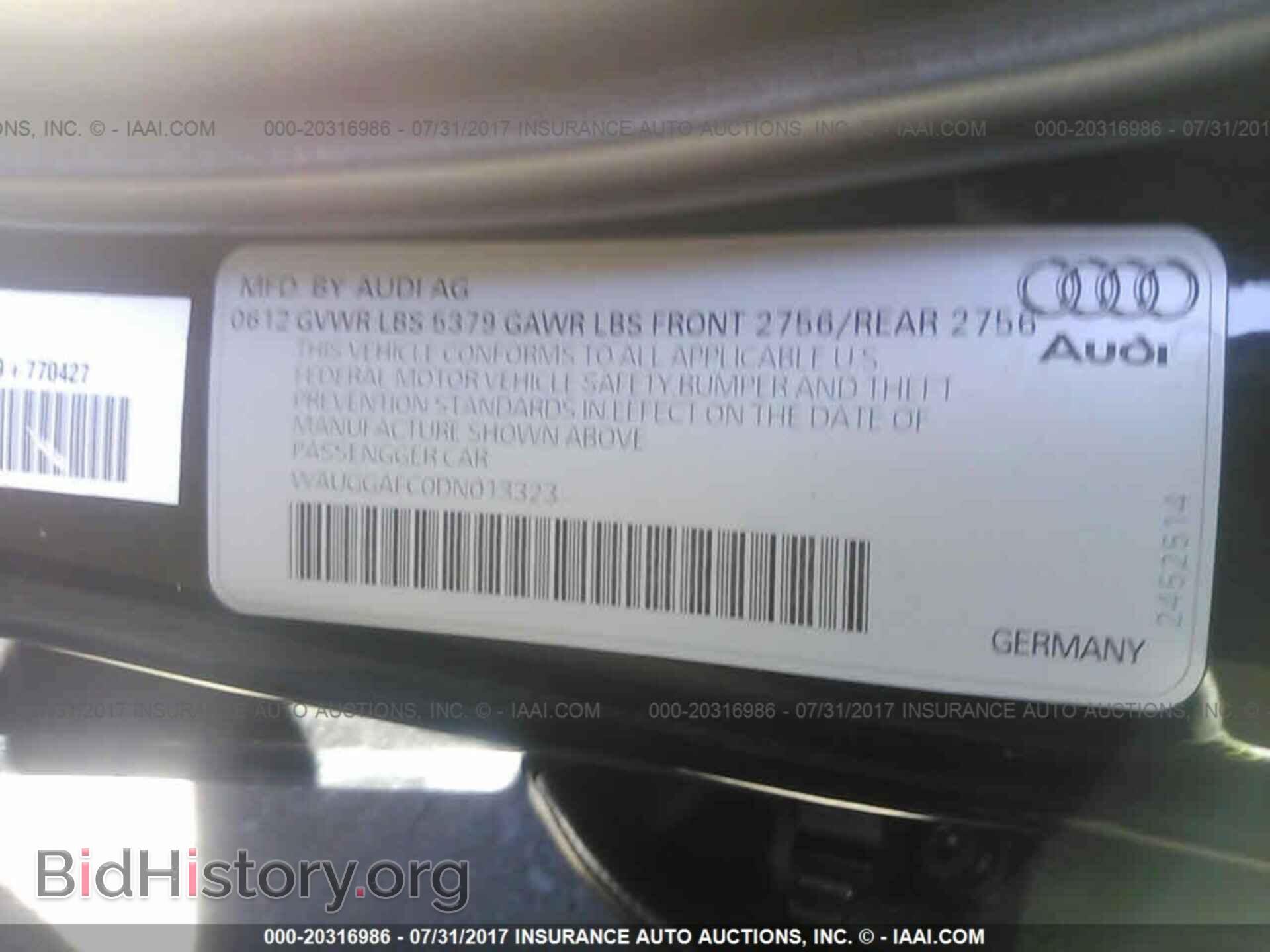 2013 Audi A6 - VIN: WAUGGAFC0DN013323 - Фото 9