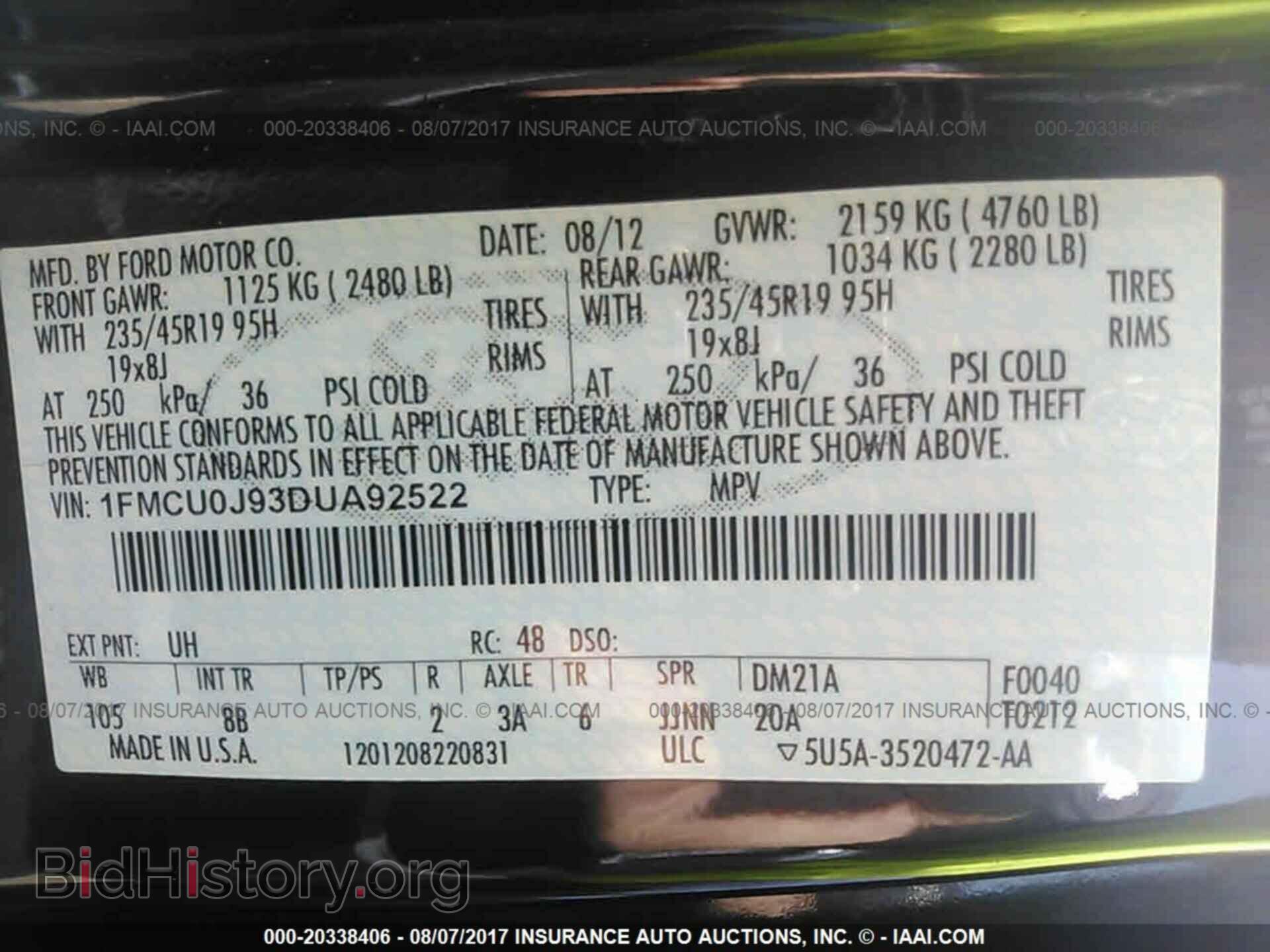 2013 Ford Escape - VIN: 1FMCU0J93DUA92522 - Фото 9