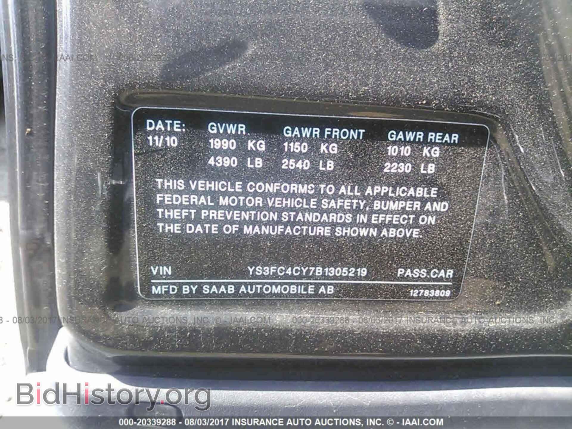 2011 Saab 9-3 - VIN: YS3FC4CY7B1305219 - Photo 9