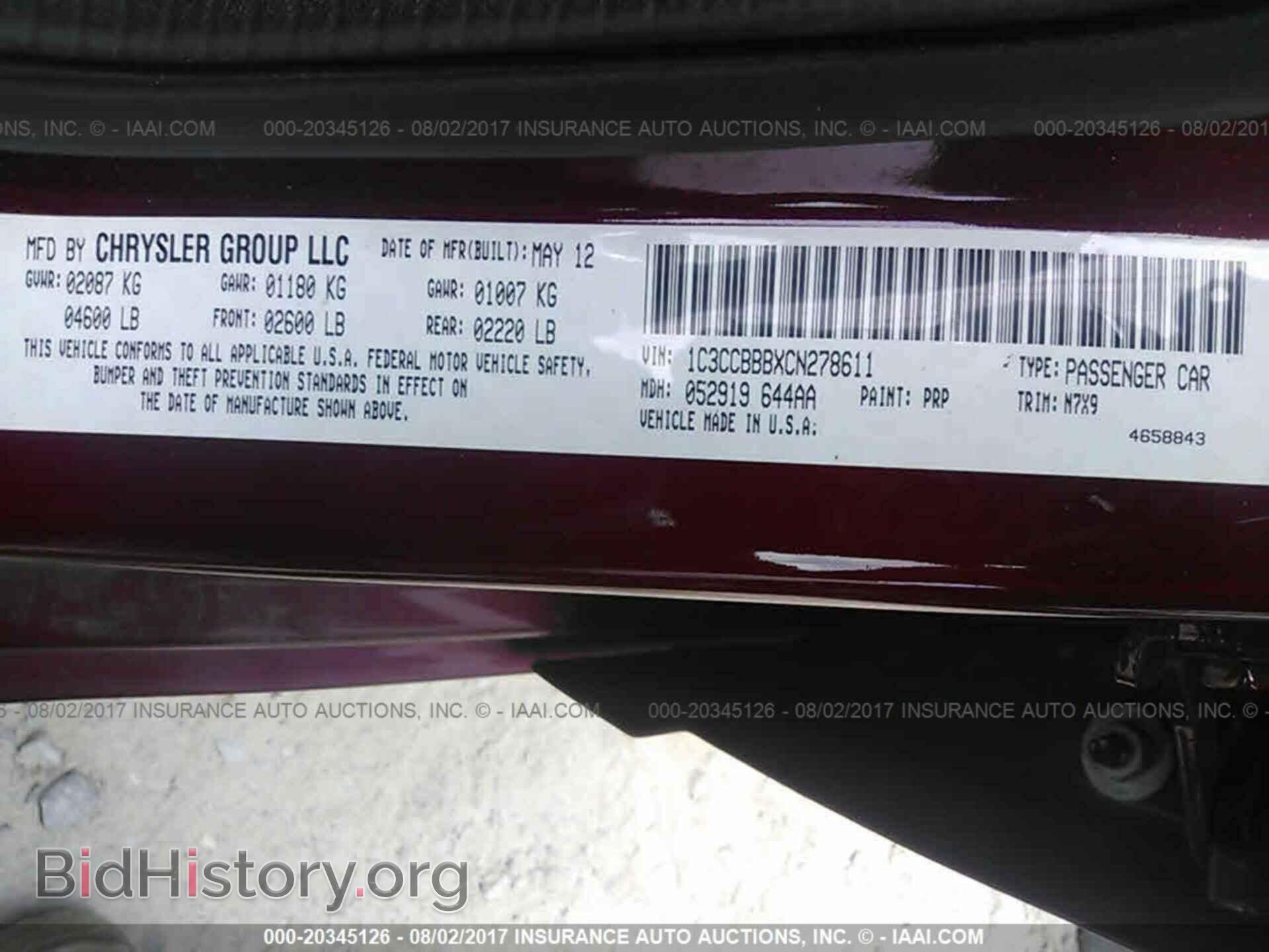 2012 Chrysler 200 - VIN: 1C3CCBBBXCN278611 - Photo 9