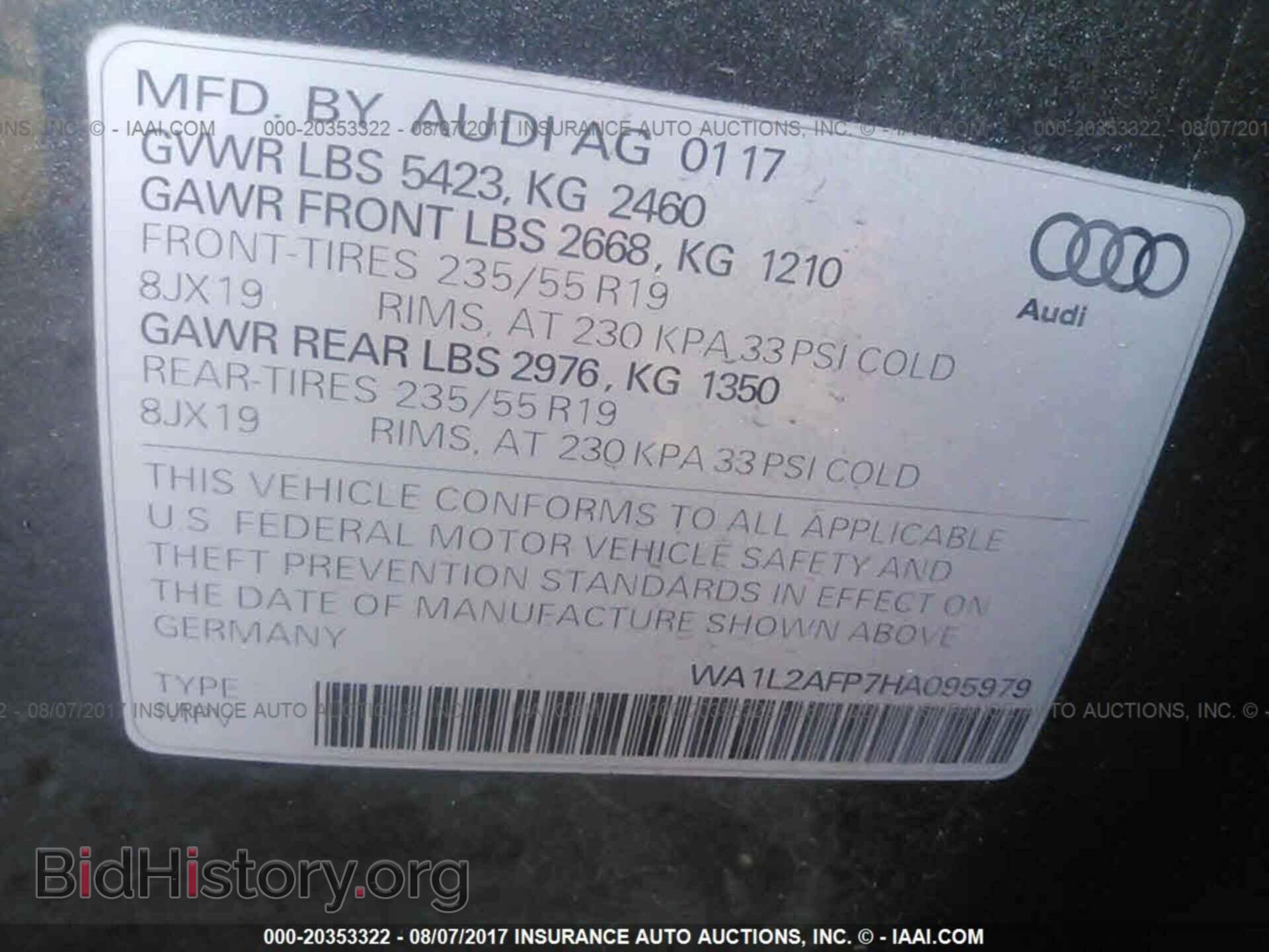 2017 Audi Q5 - VIN: WA1L2AFP7HA095979 - Фото 9