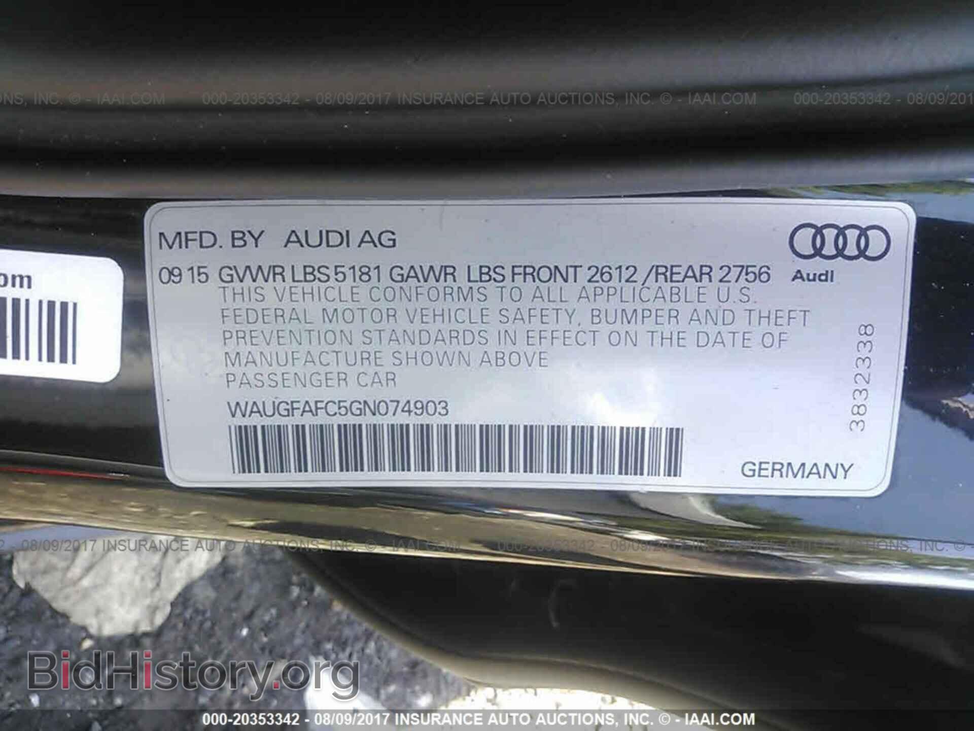2016 Audi A6 - VIN: WAUGFAFC5GN074903 - Photo 9