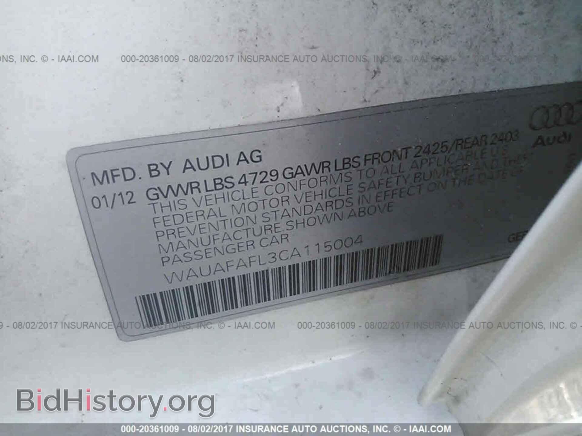2012 Audi A4 - VIN: WAUAFAFL3CA115004 - Фото 9