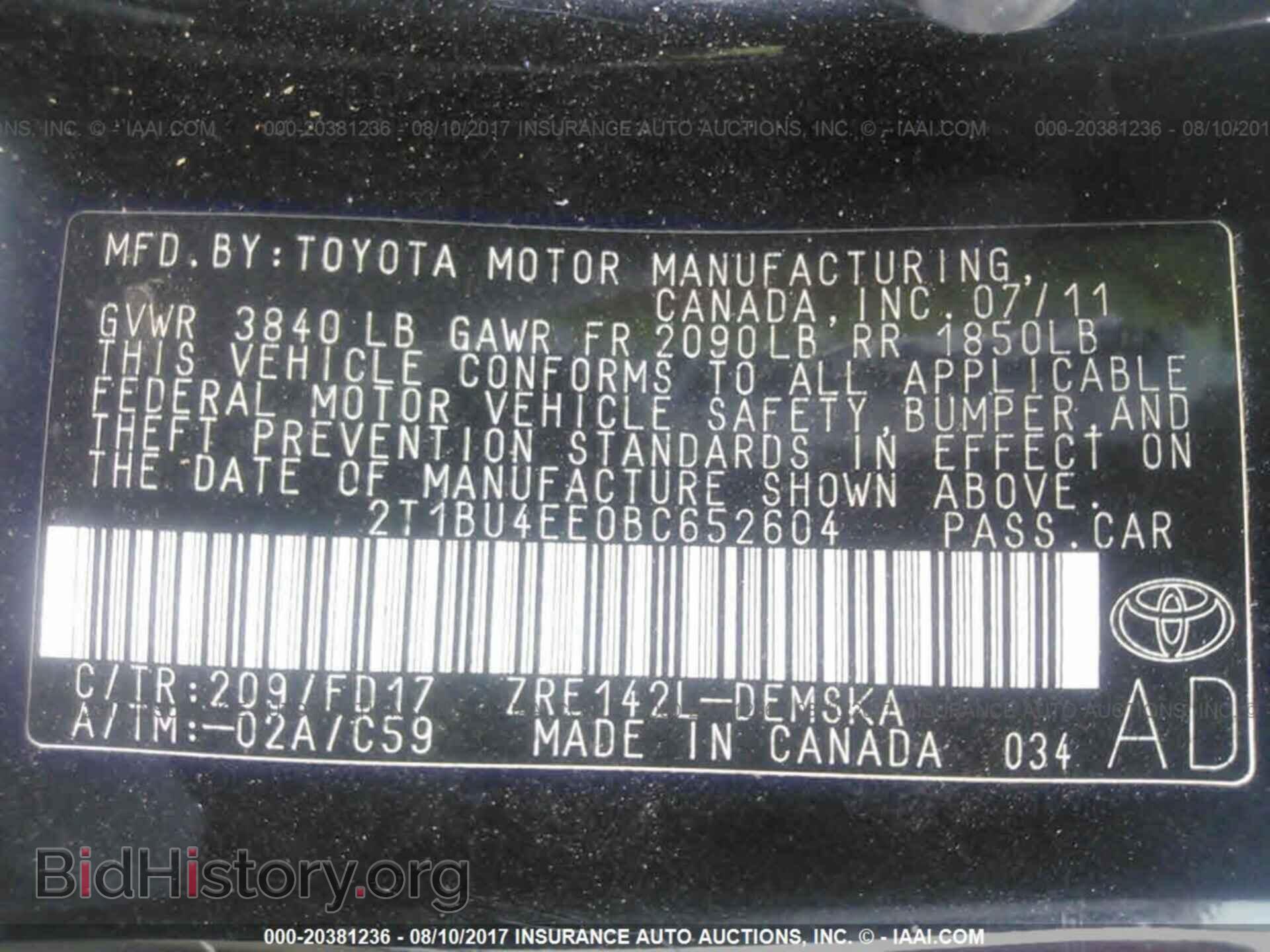 2011 Toyota Corolla - VIN: 2T1BU4EE0BC652604 - Фото 9