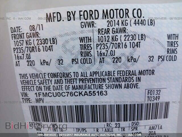 2012 Ford Escape - VIN: 1FMCU0C76CKA55163 - Фото 9