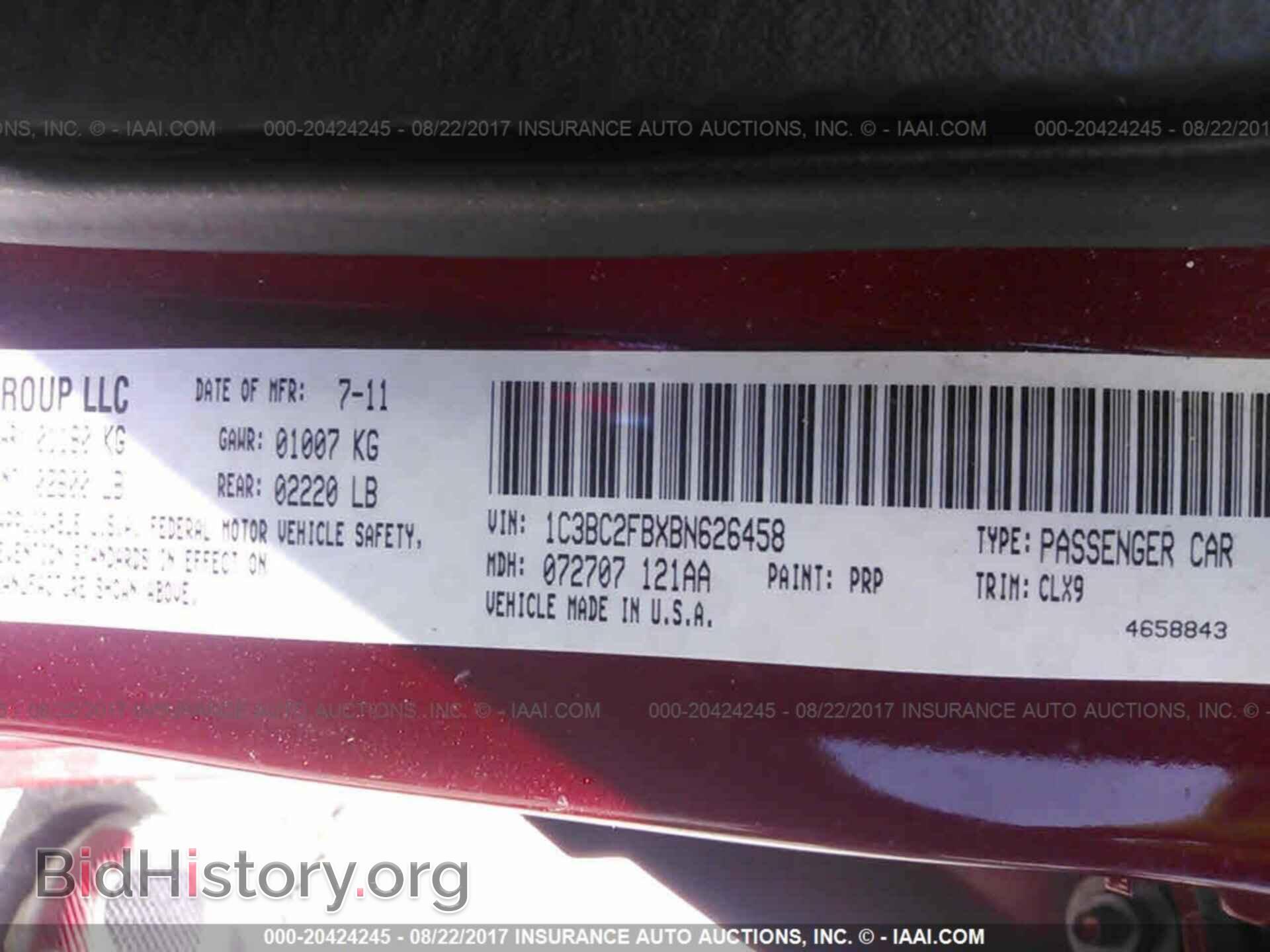2011 Chrysler 200 - VIN: 1C3BC2FBXBN626458 - Photo 9